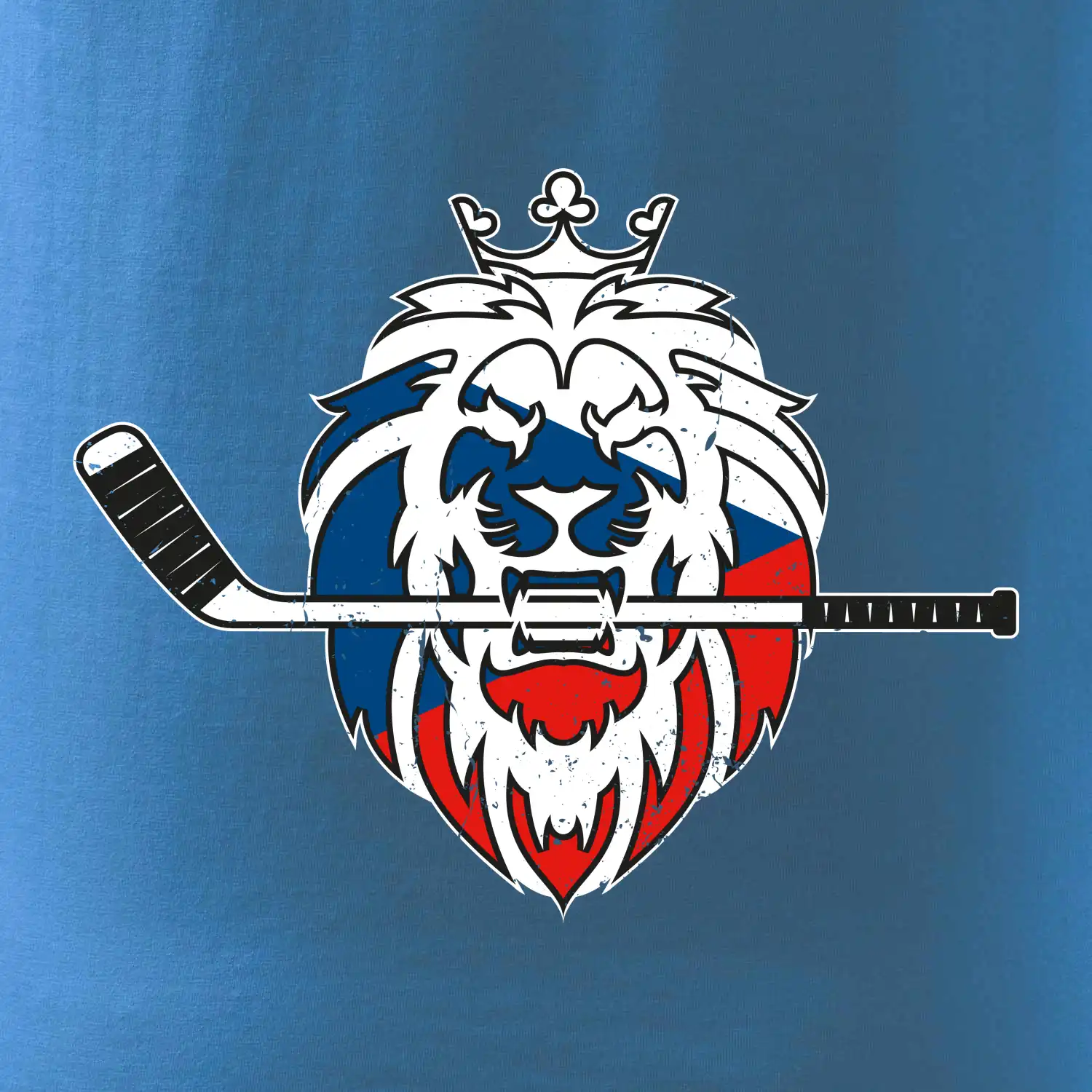 Lev s hokejkou v tlamě - Česká vlajka