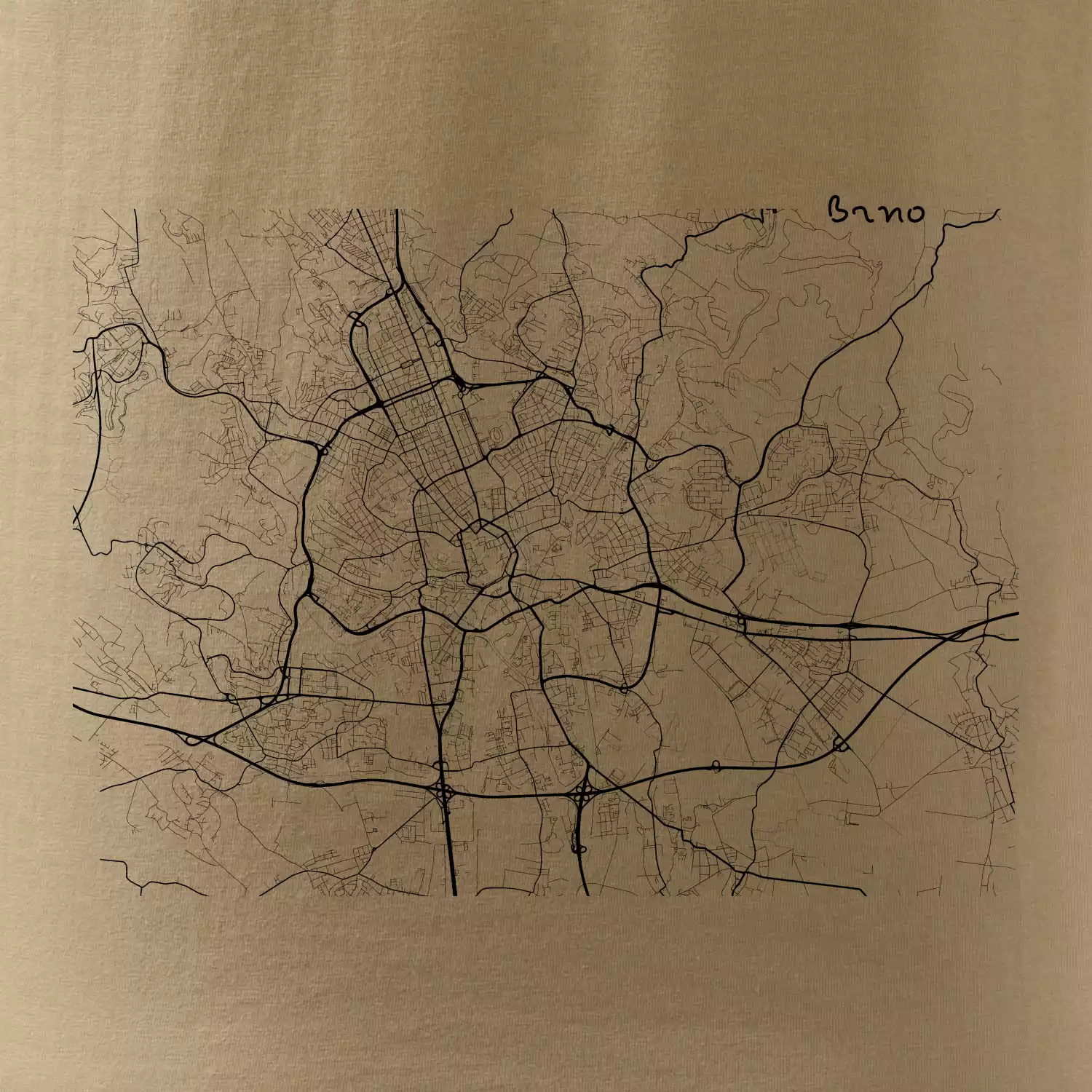 Černobílá mapa Brno