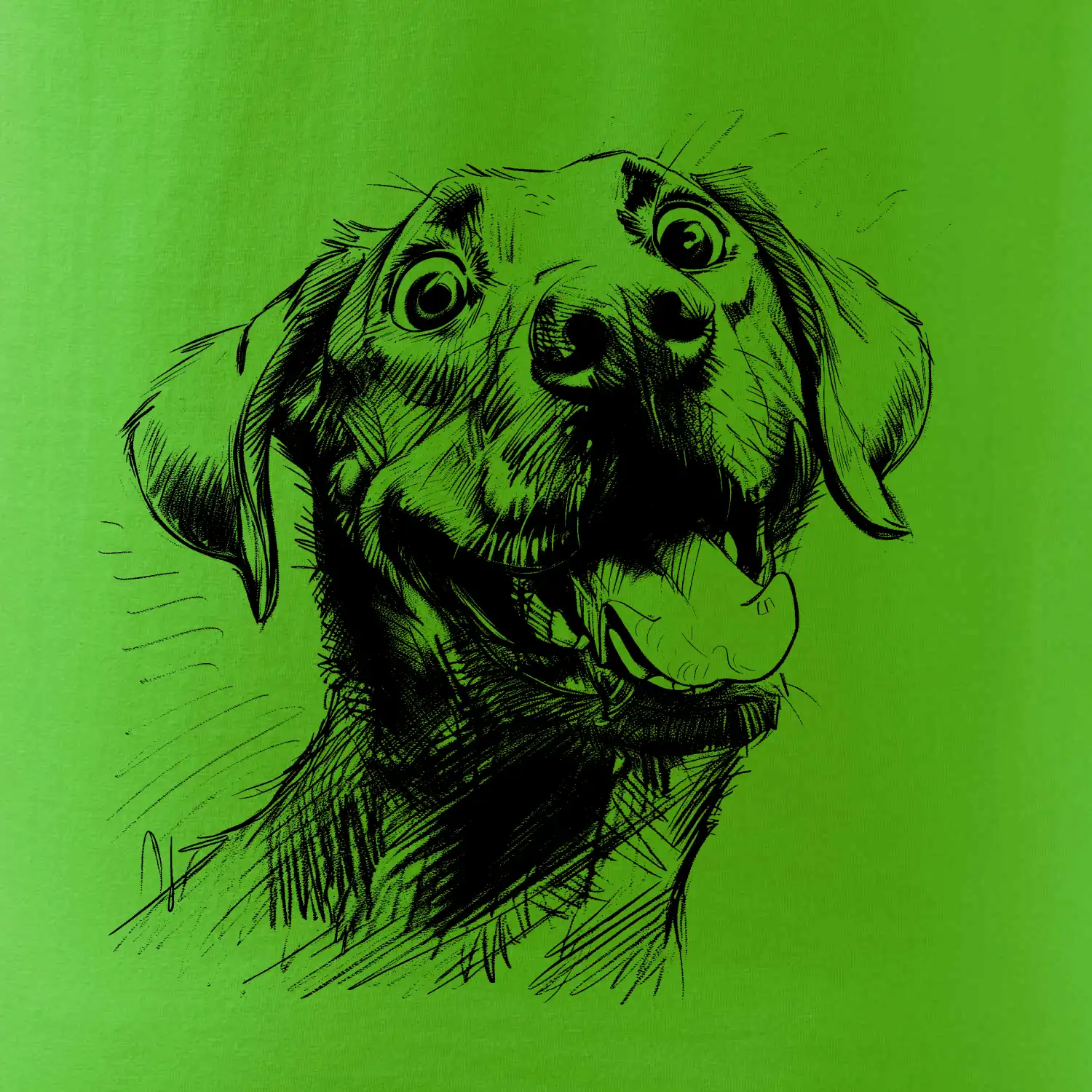 Černobílá karikatura Labrador světlý