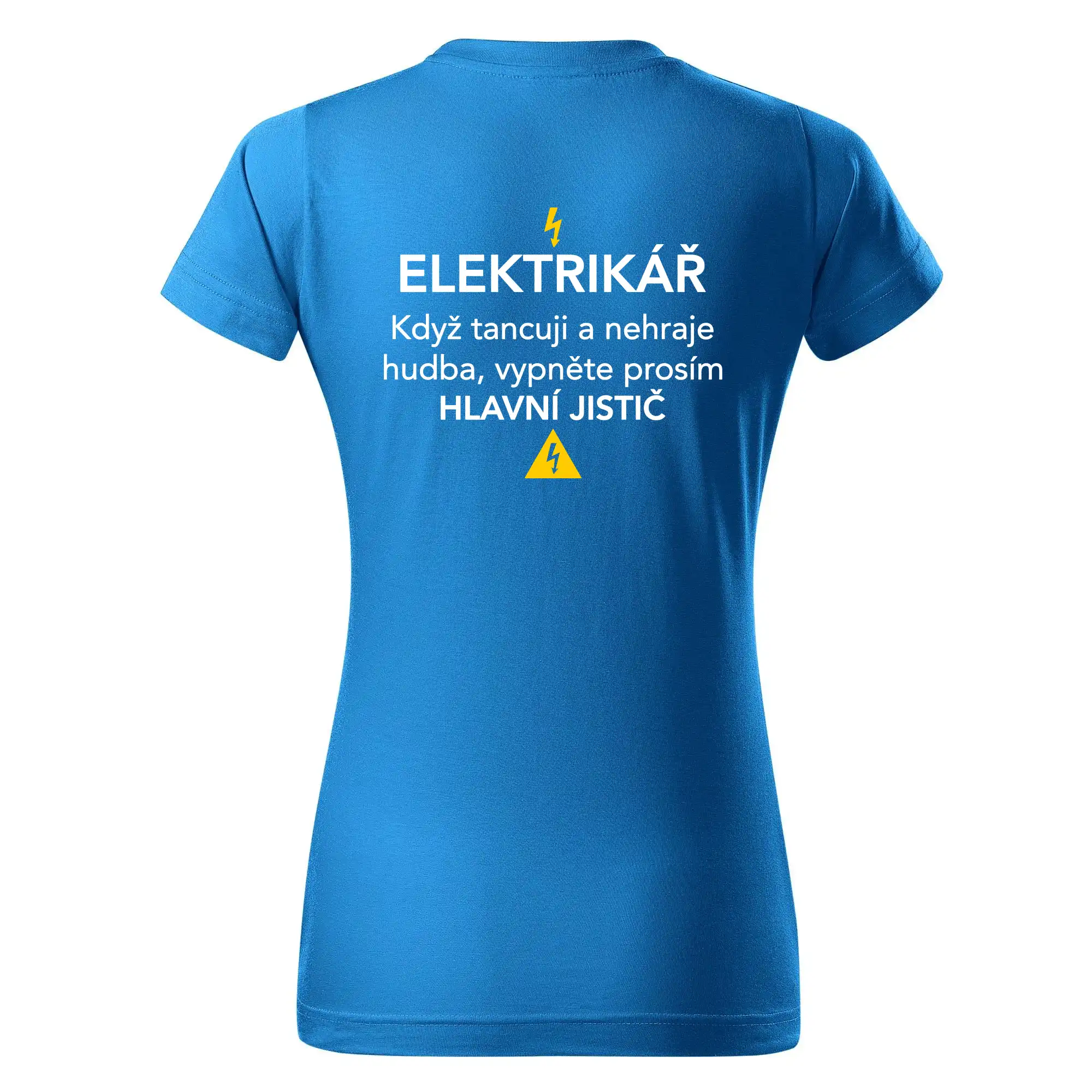Elektrikář - hlavní jistič - Nápis na zádech