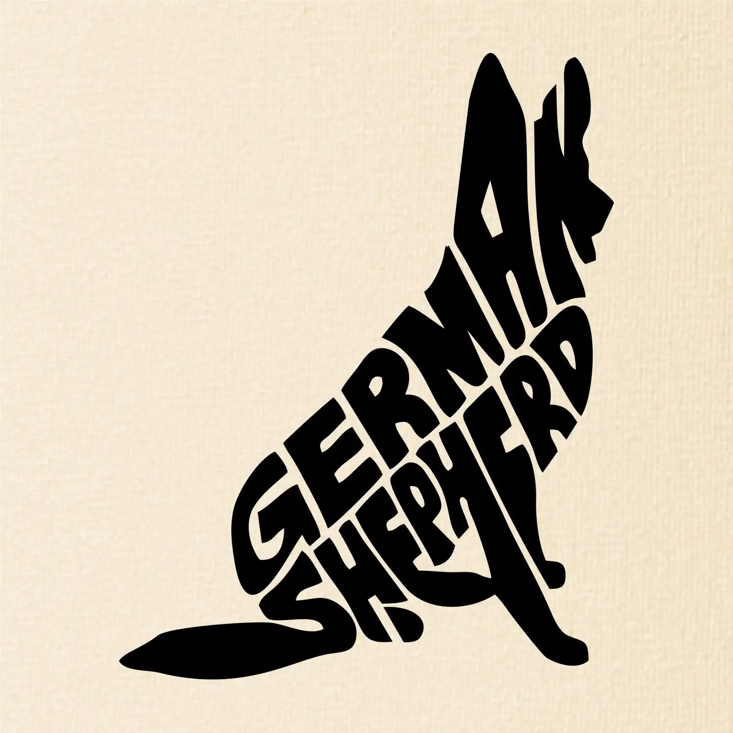 Německý ovčák sedící napis