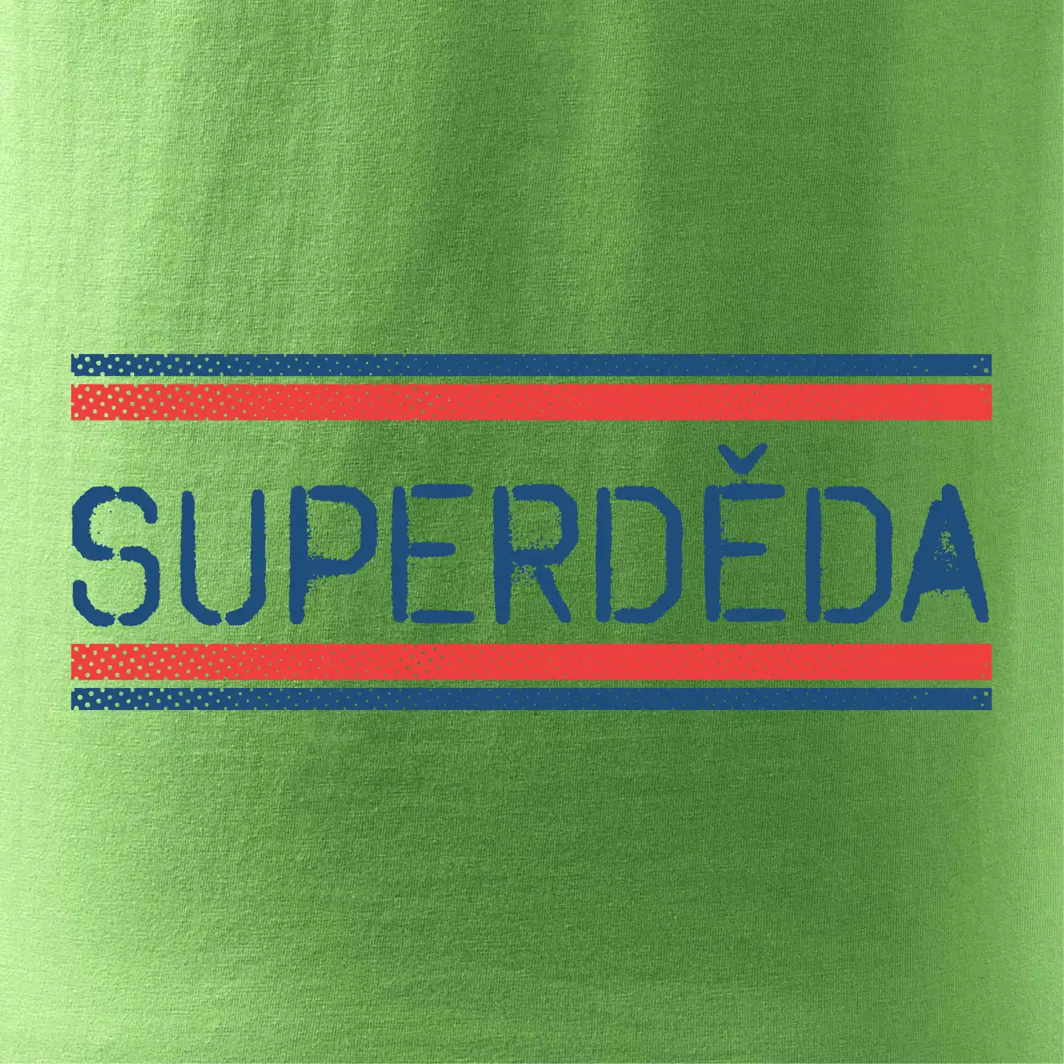 SUPERDĚDA nápis modro červený