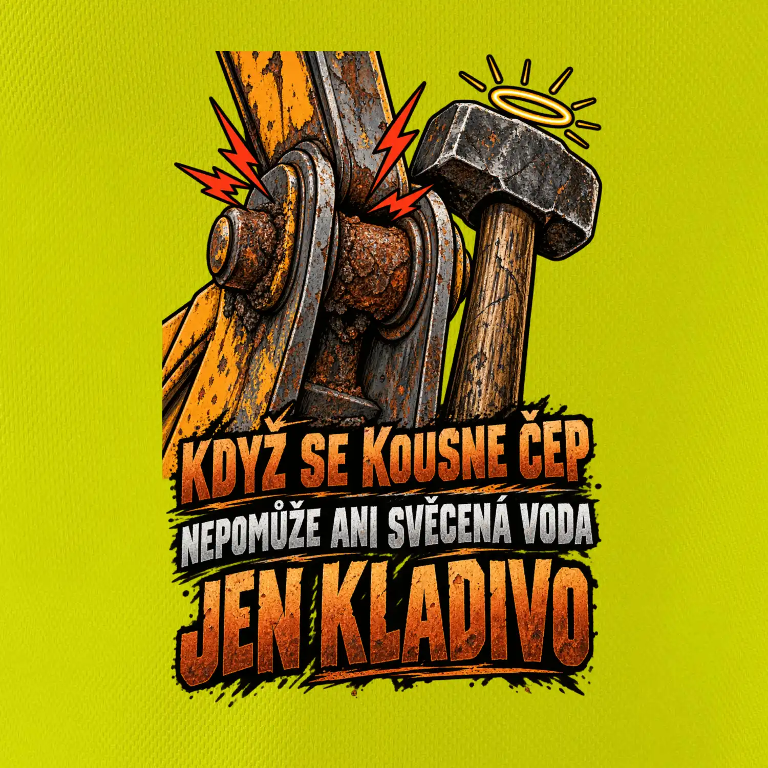 Zaseknutý čep bagru vyřeší kladivo
