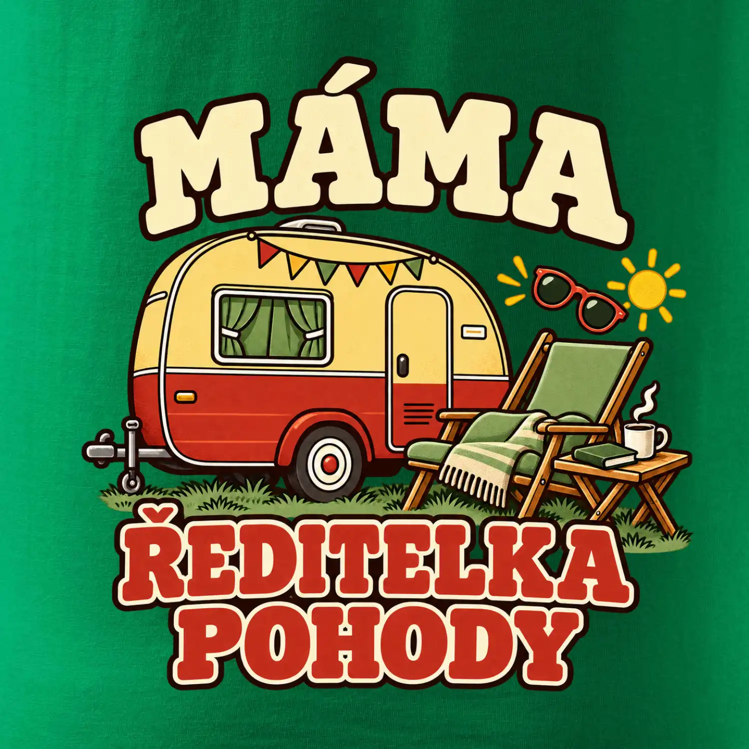 Máma ředitelka pohody rodinné kempování s karavanem