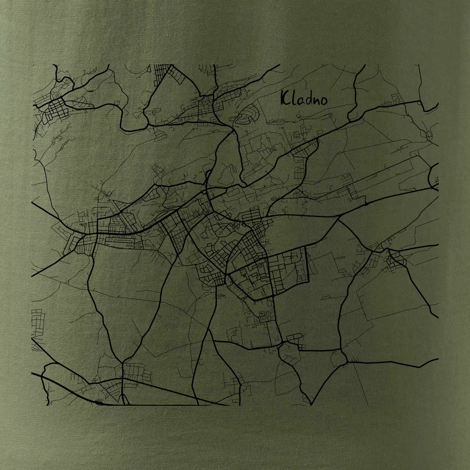 Černobílá mapa Kladno