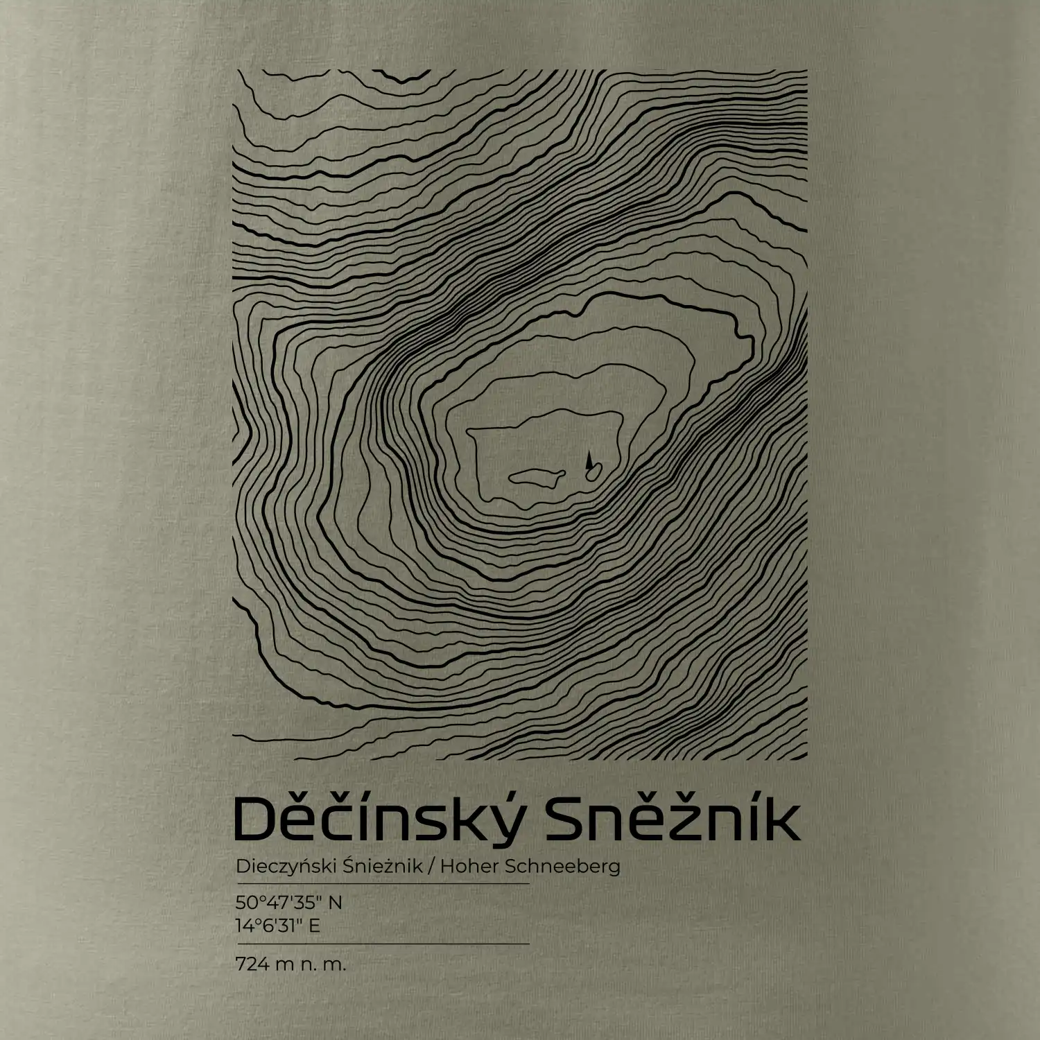 Děčínský Sněžník - vrstevnice v obdélníku