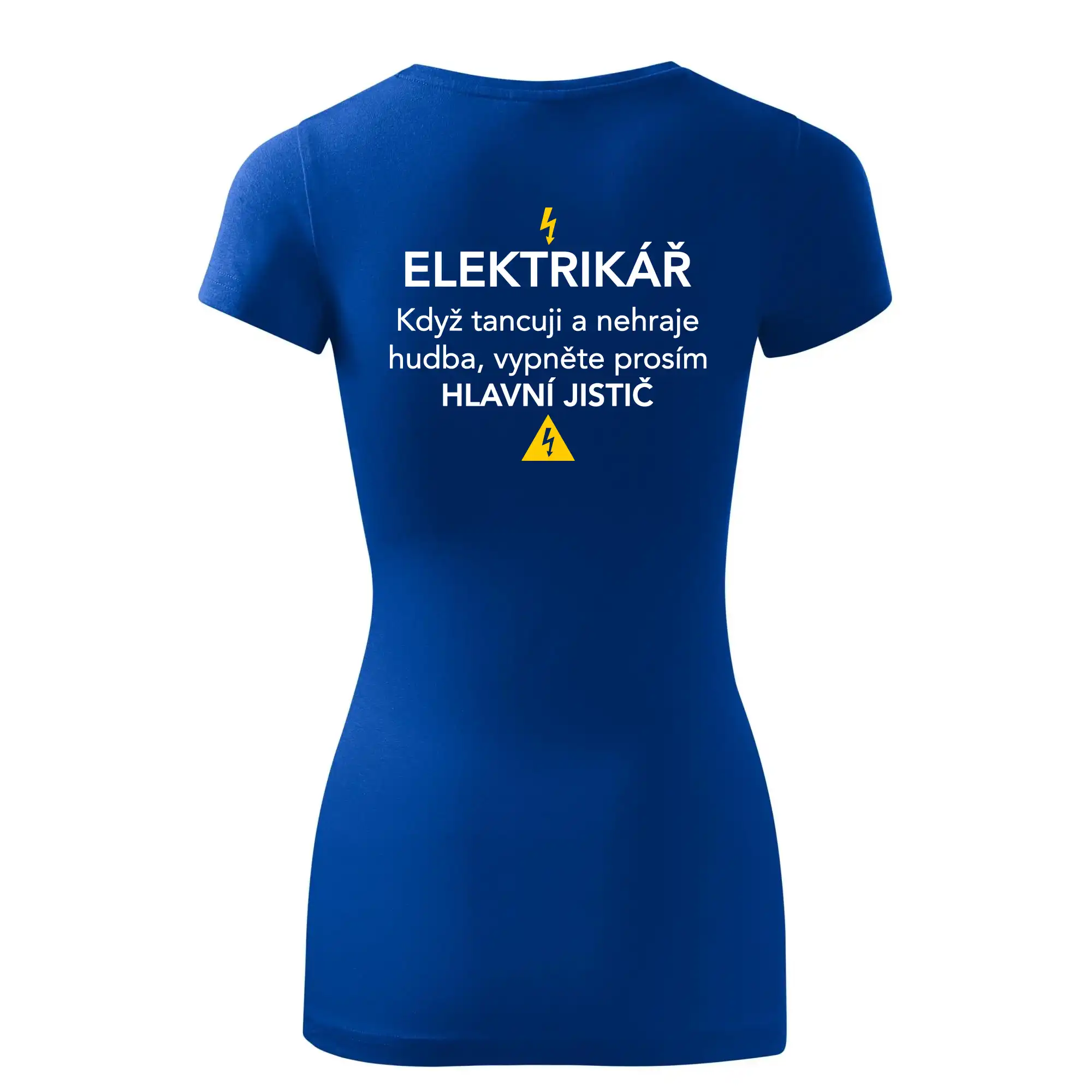 Elektrikář - hlavní jistič - Nápis na zádech