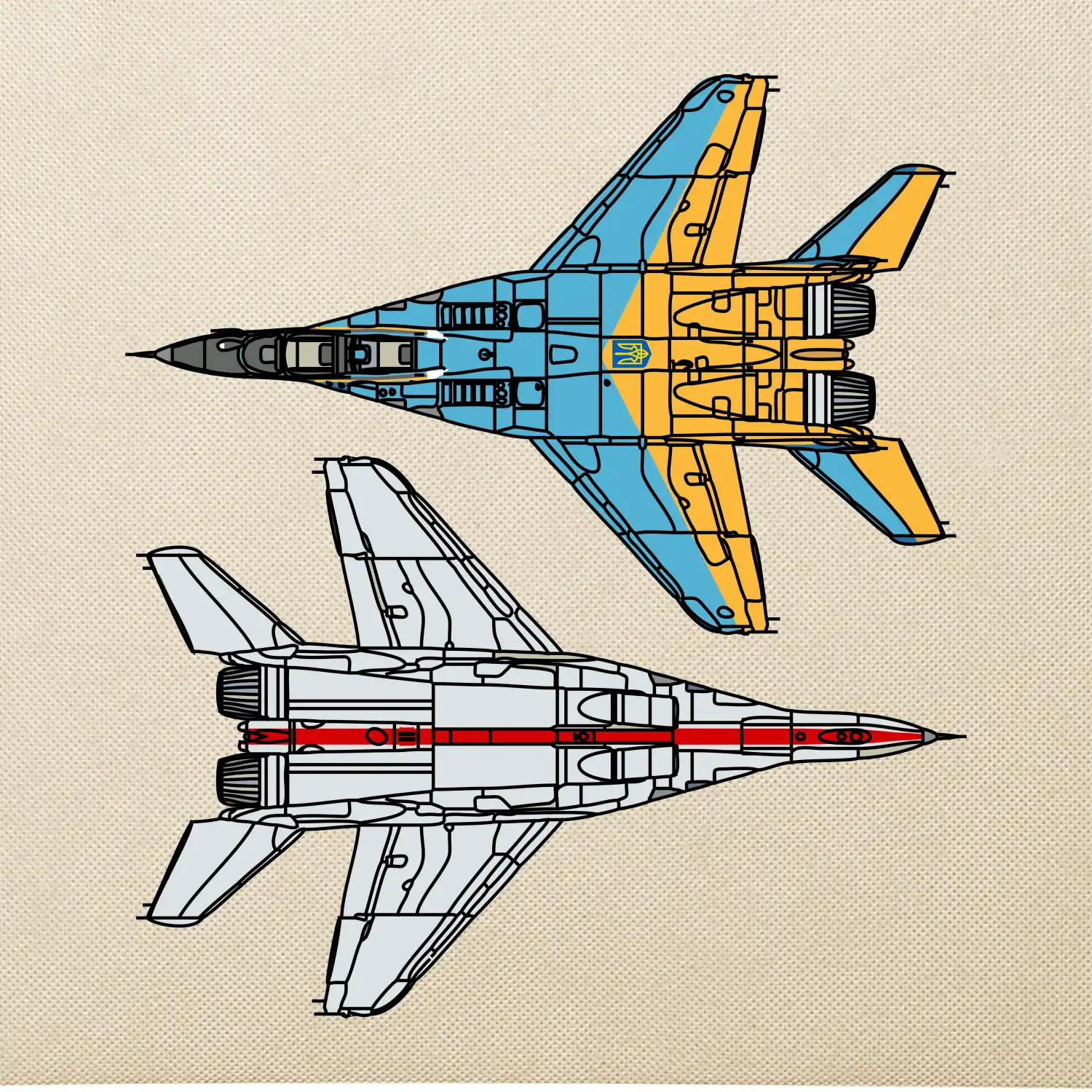 Mig 29 Fulcrum ze spoda a ze zhora