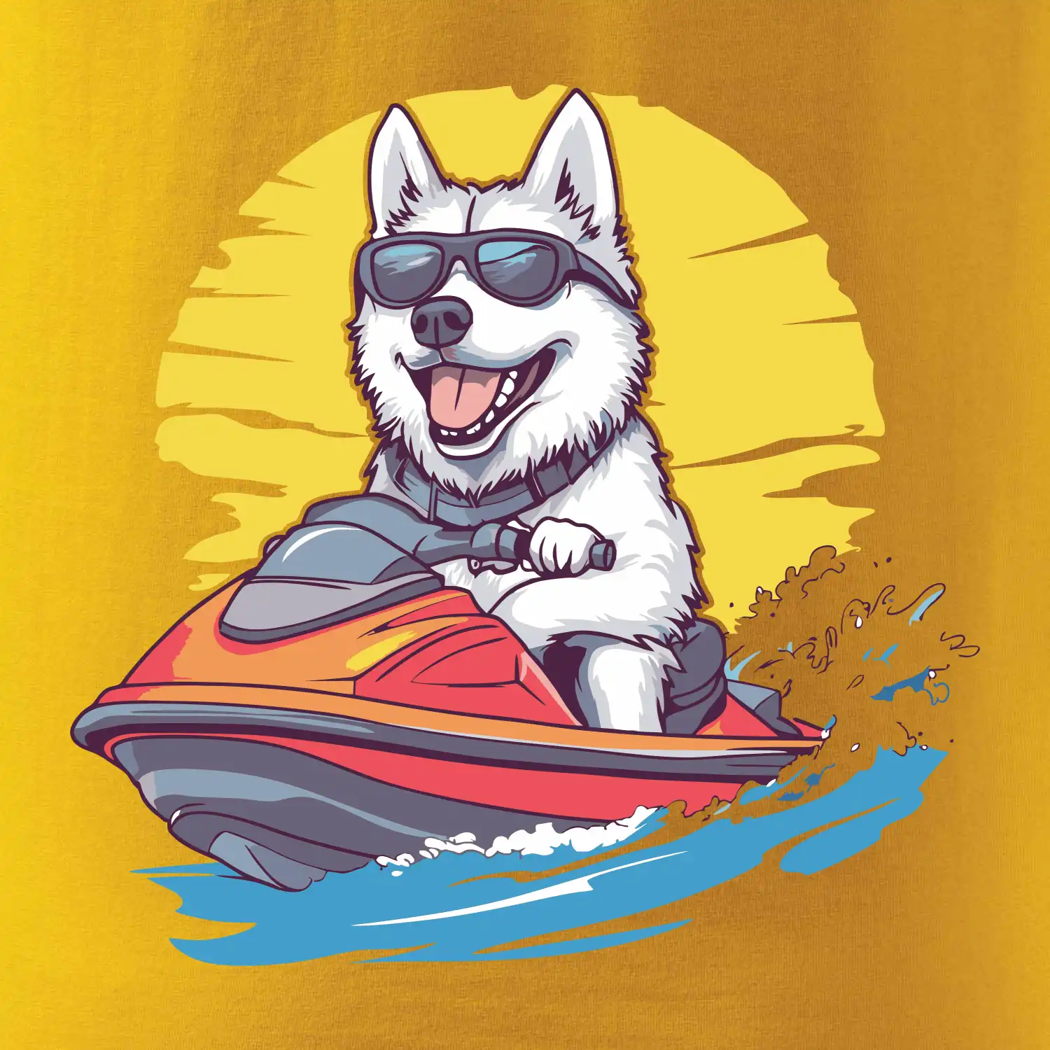 Husky na vodním skútru
