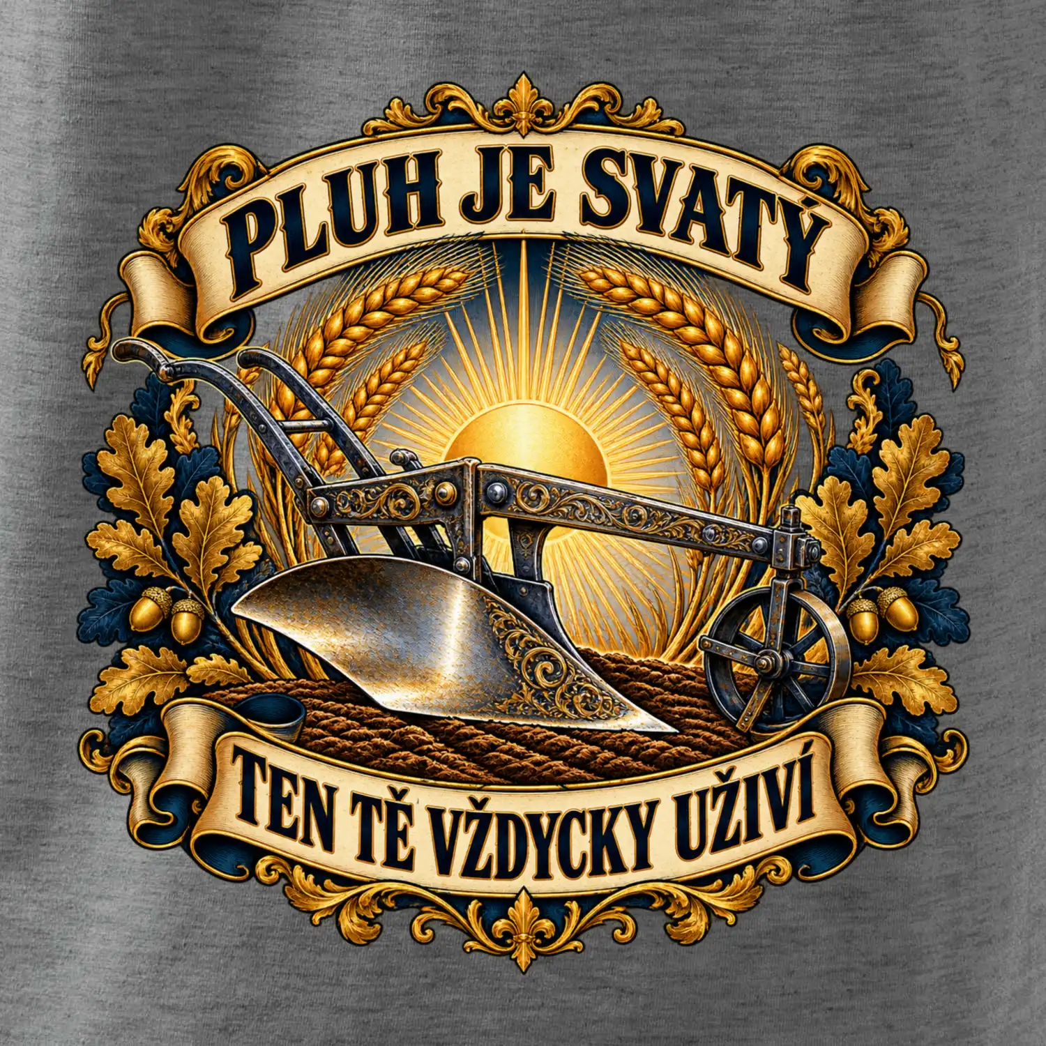 Posvátný pluh s pšeničnou svatozáří