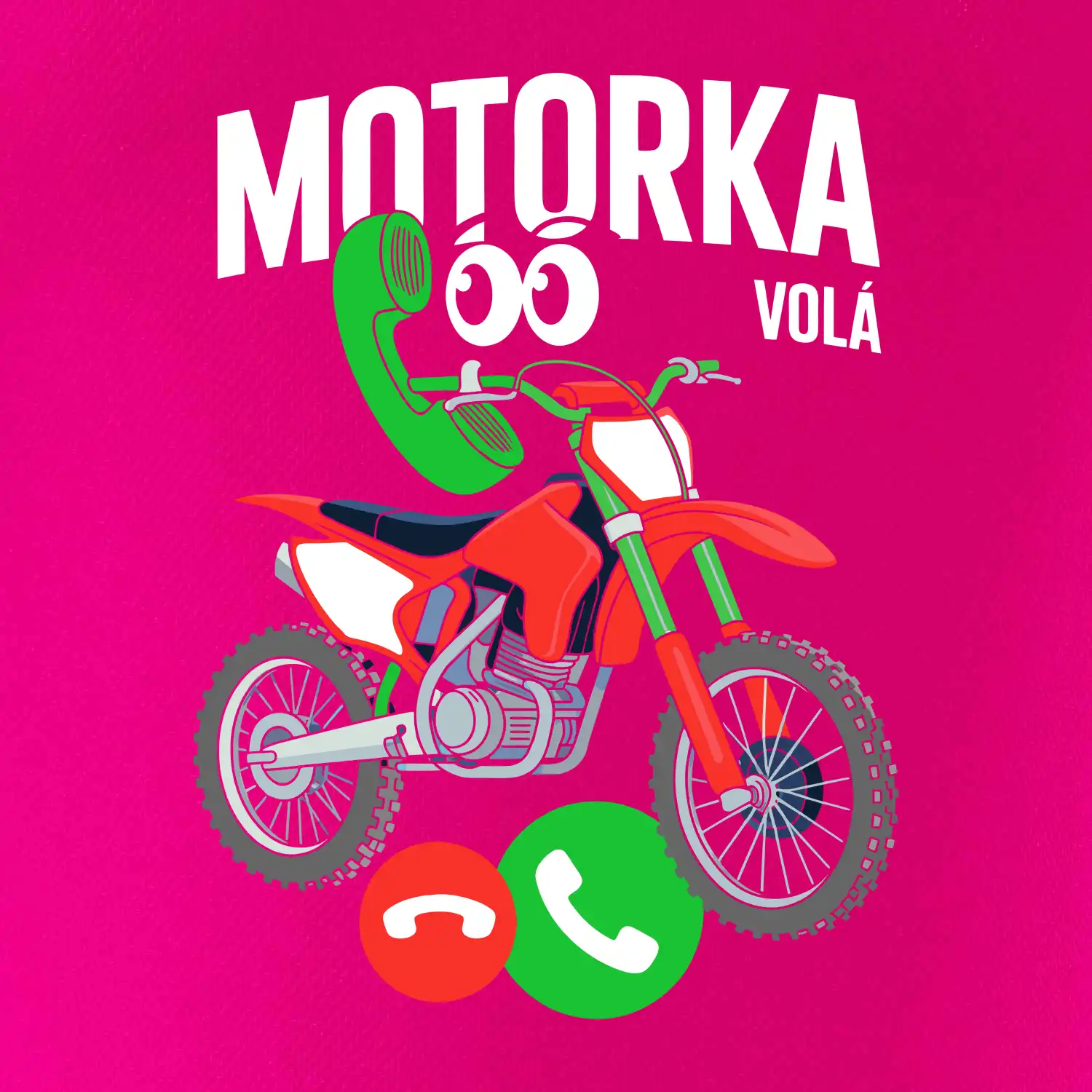 Karikatura motorka cross volá