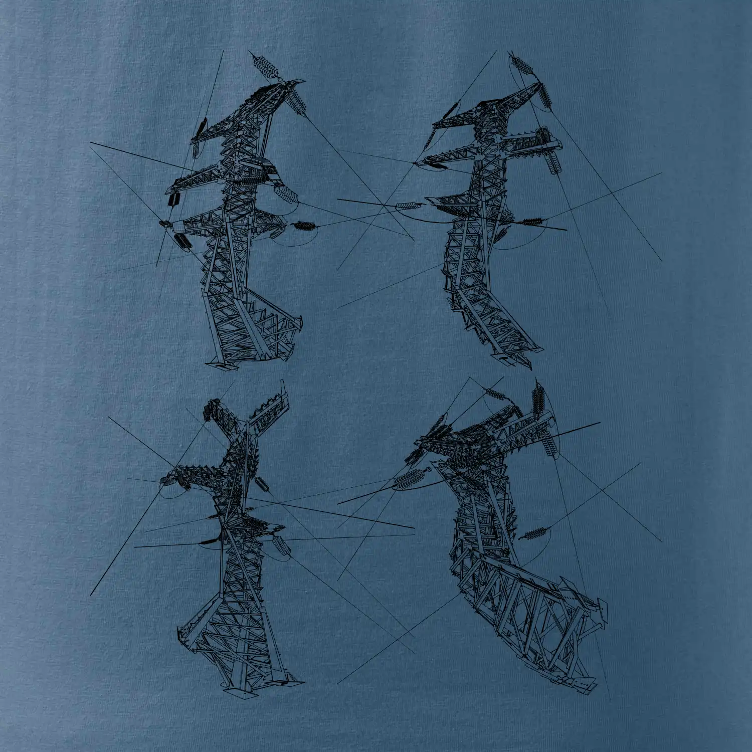 Zkroucený stožár vysokého vedení