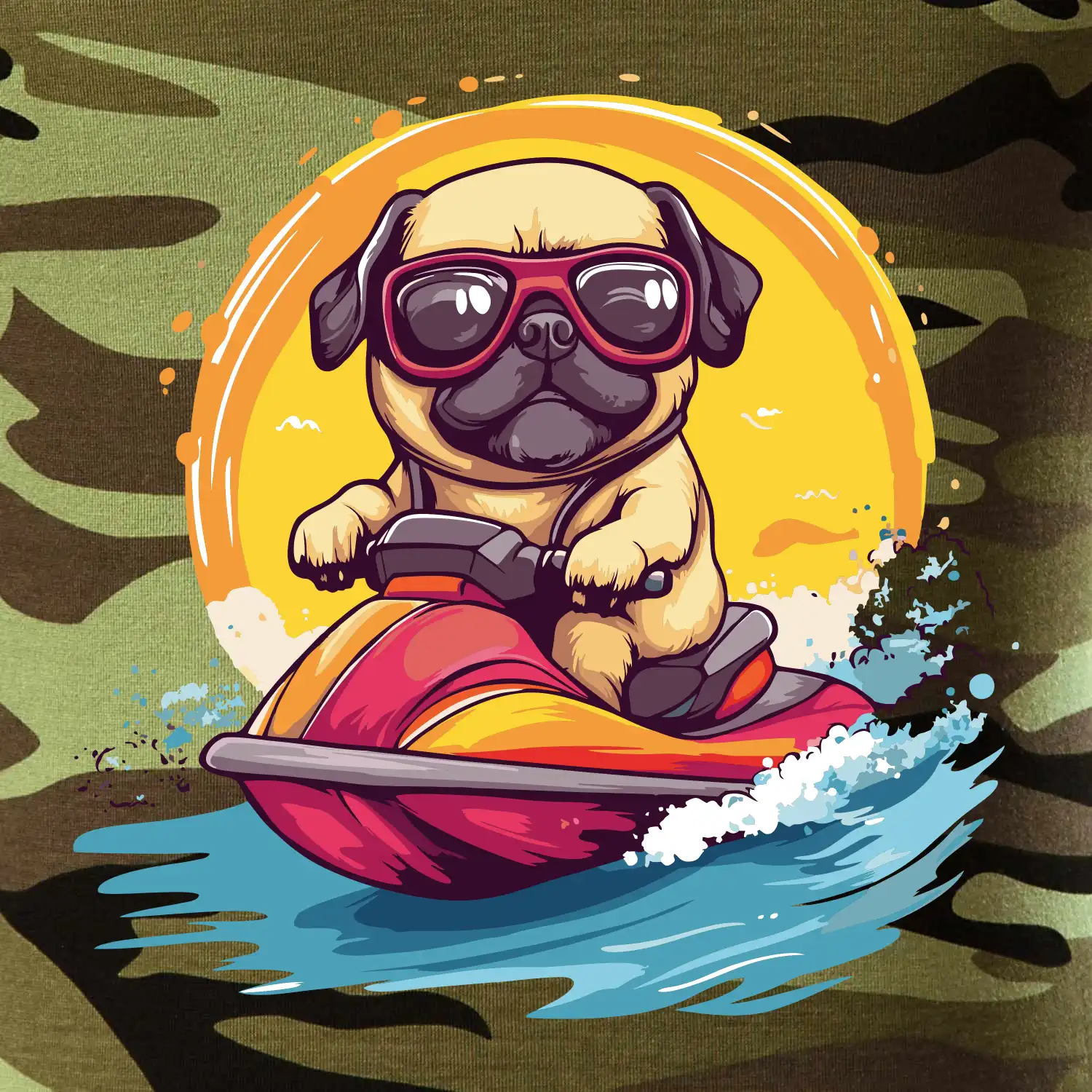 Mops na vodním skútru
