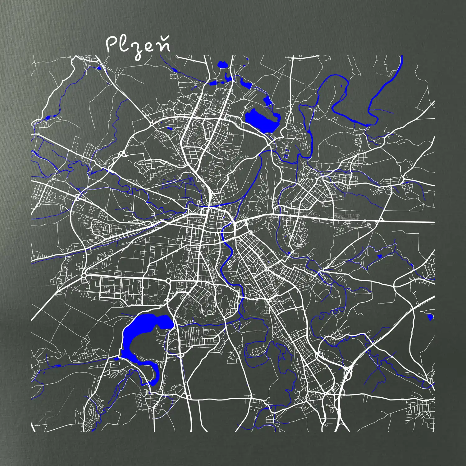 Plzeň mapa s vodními toky