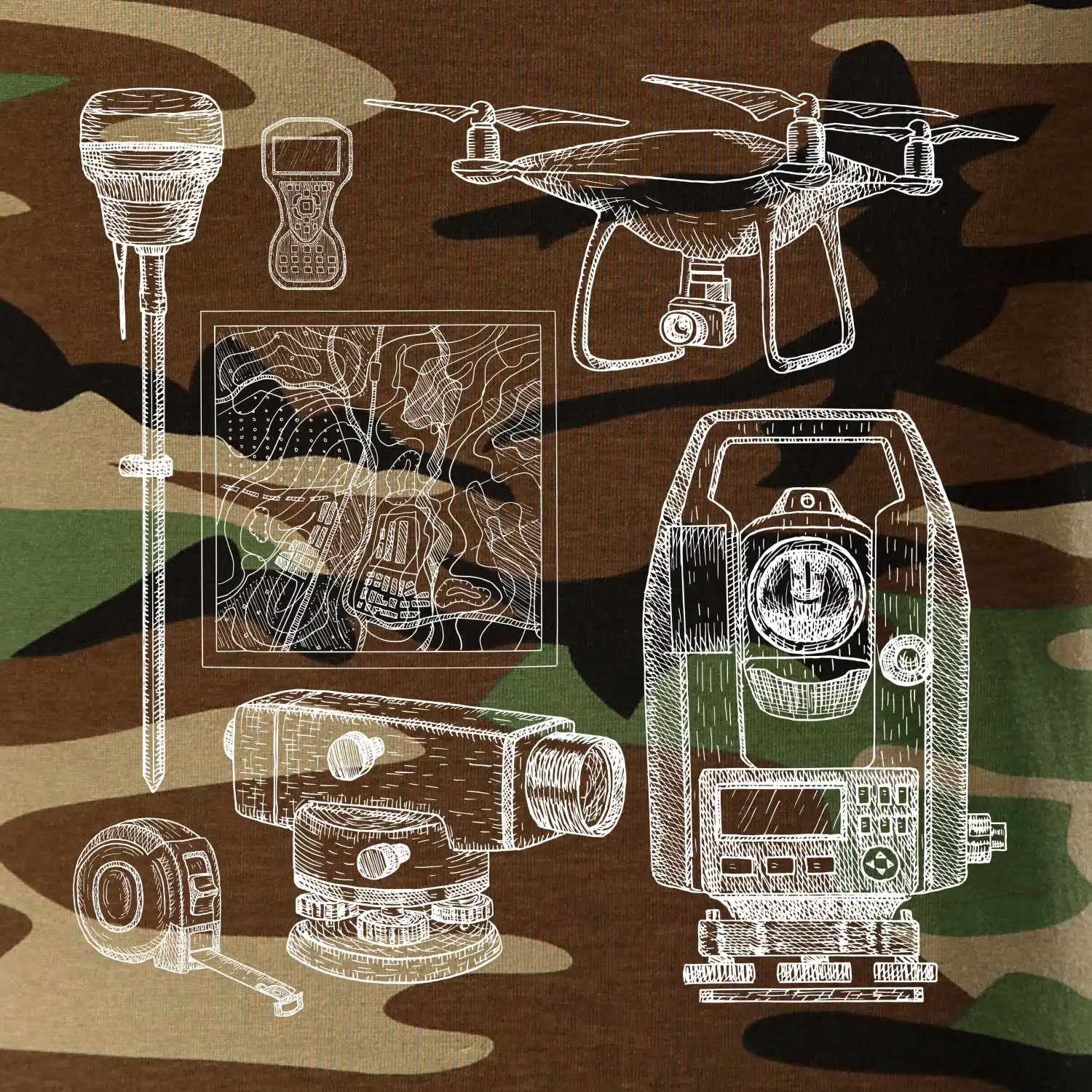 Geodet teodolit dron