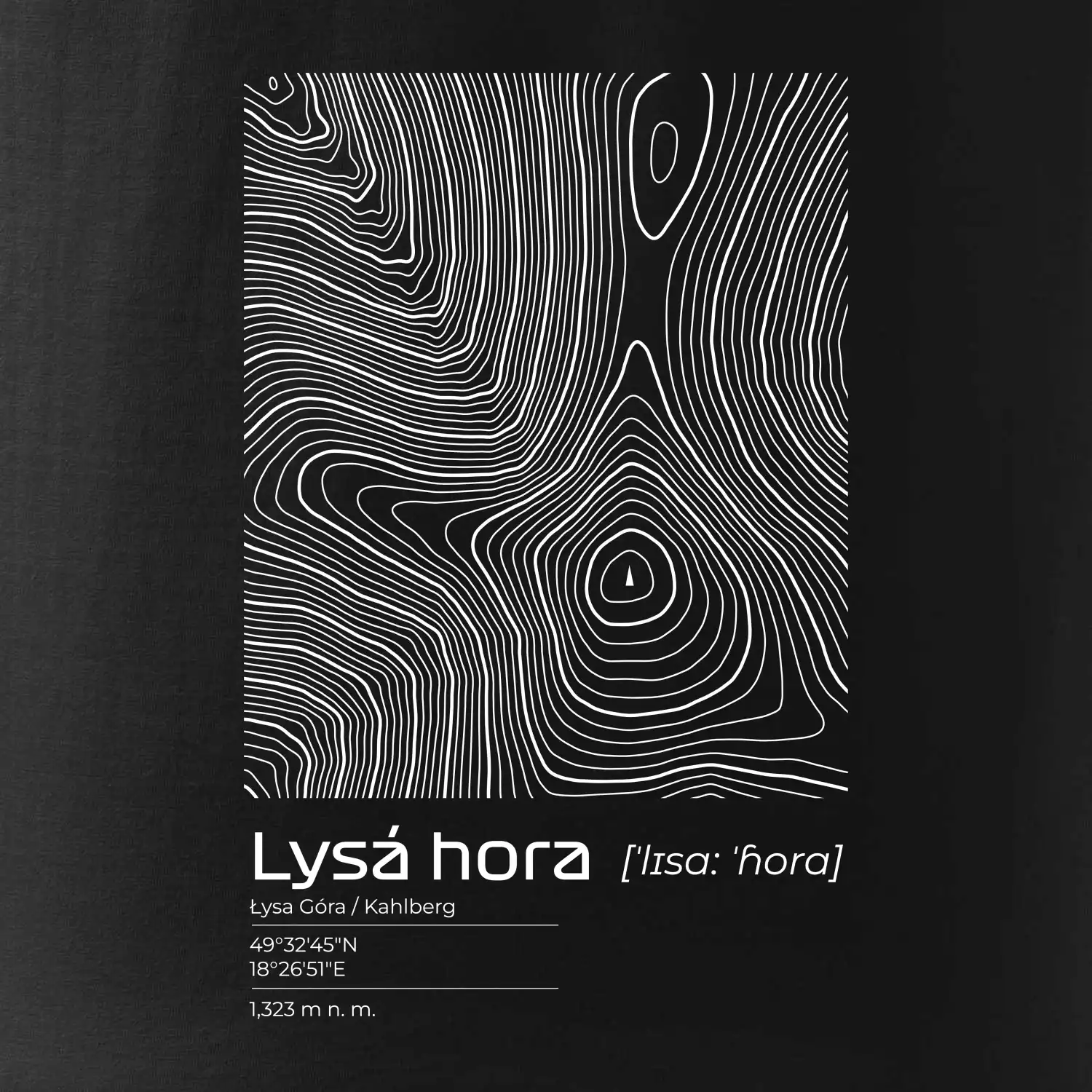Lysá hora - vrstevnice v obdélníku