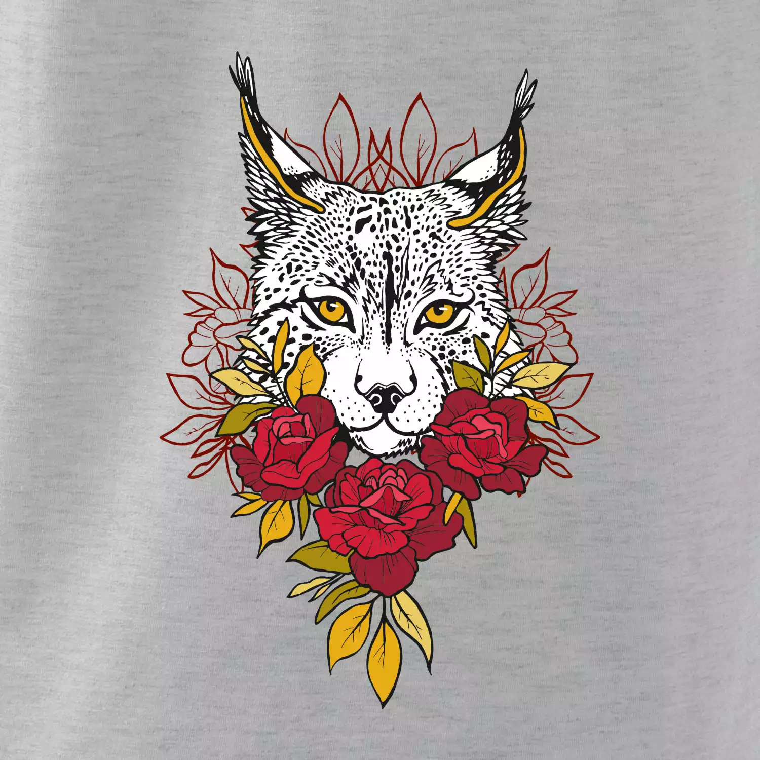 Rys s červenými růžemi  (Pecka design)