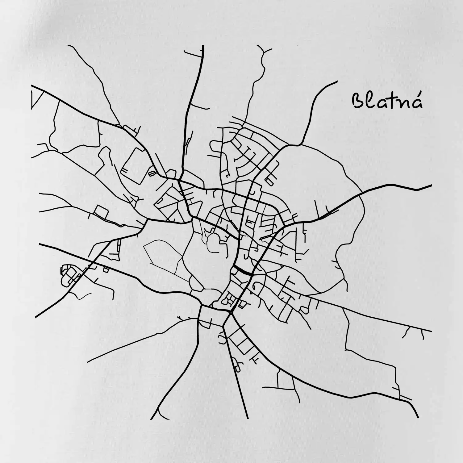 Černobílá mapa Blatná