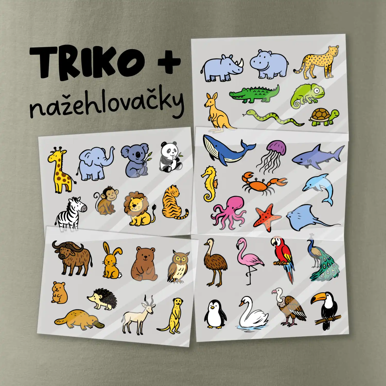Tričko + 42 nažehlovacích zvířátek
