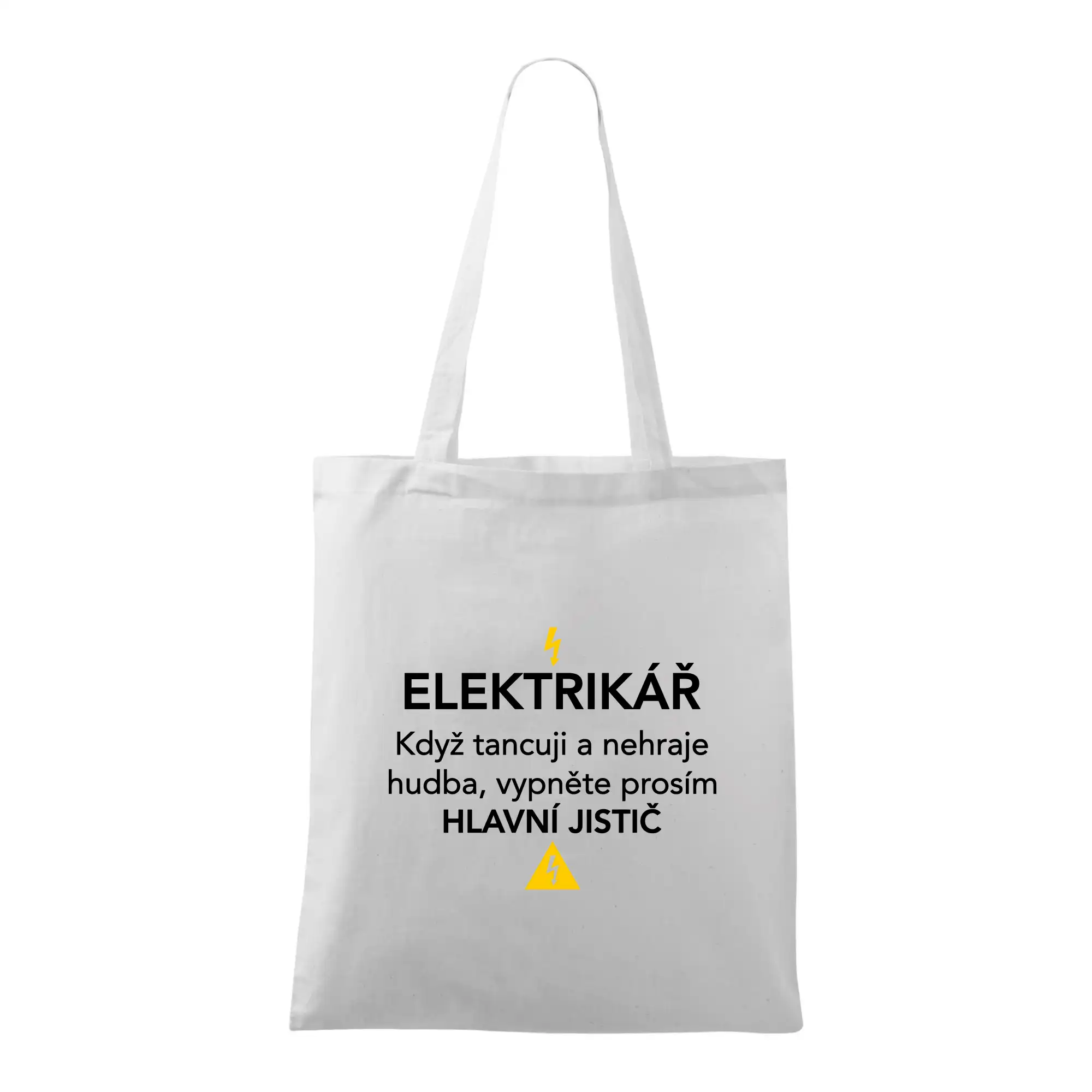 Elektrikář - hlavní jistič - Nápis na zádech