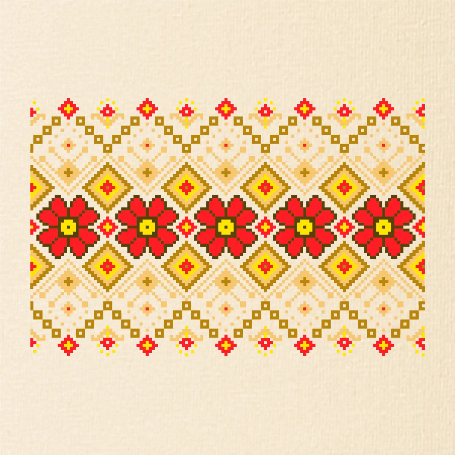 Ukrajinský vzor  - Červené květiny