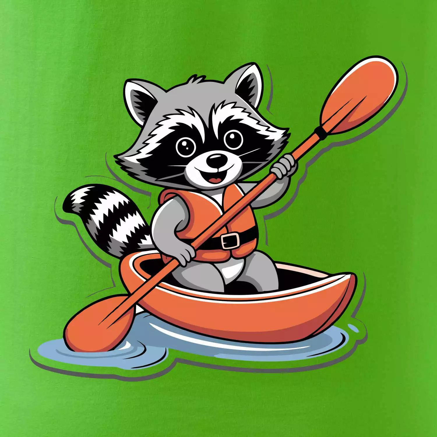 Mýval v kajaku kreslený