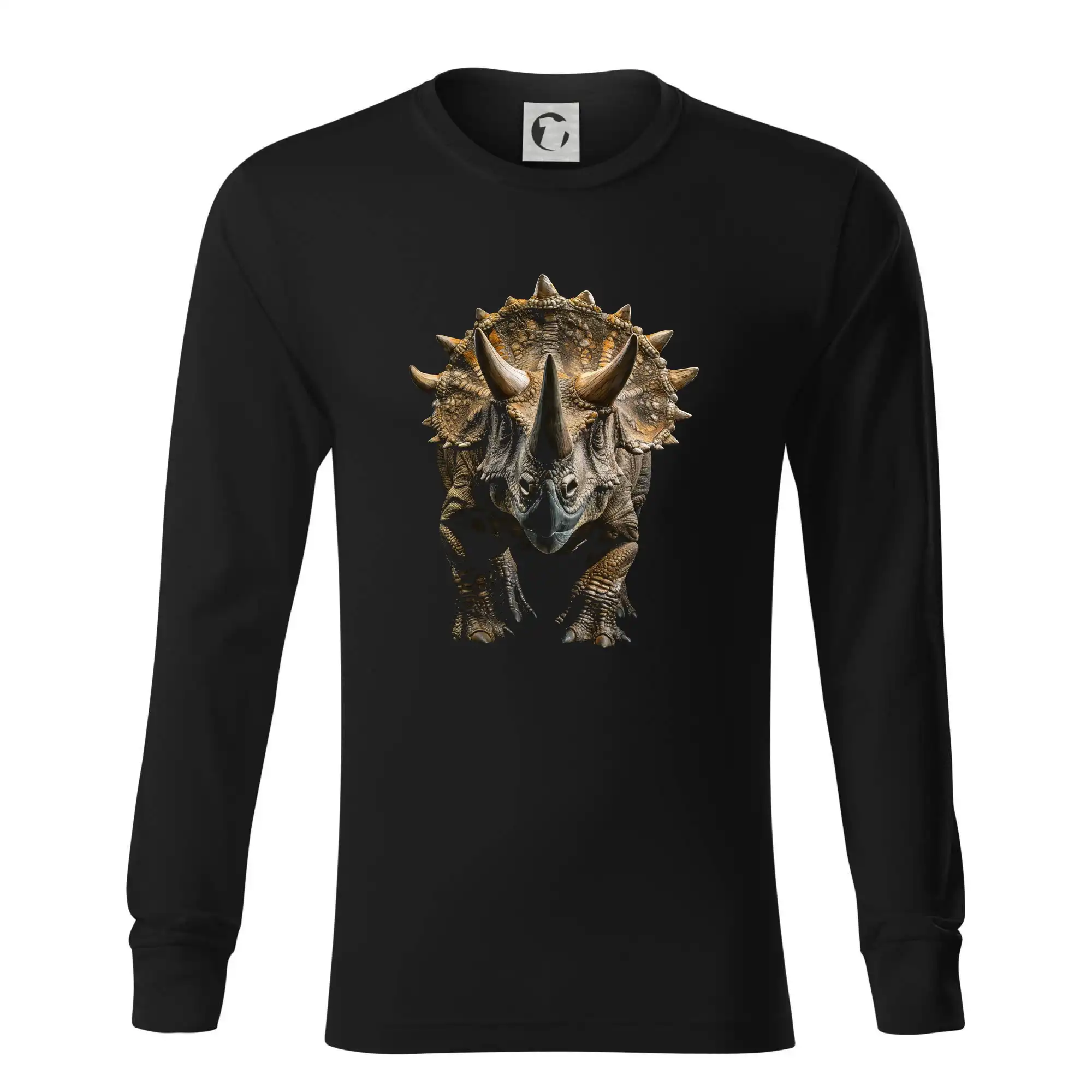 Triceratops ze předu černá fotka