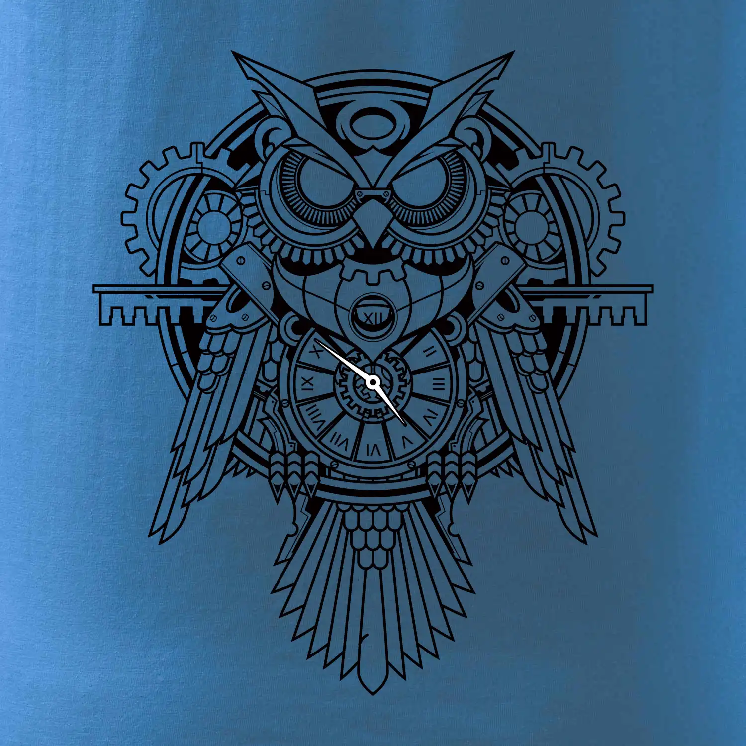 Steampunk sova černobílá