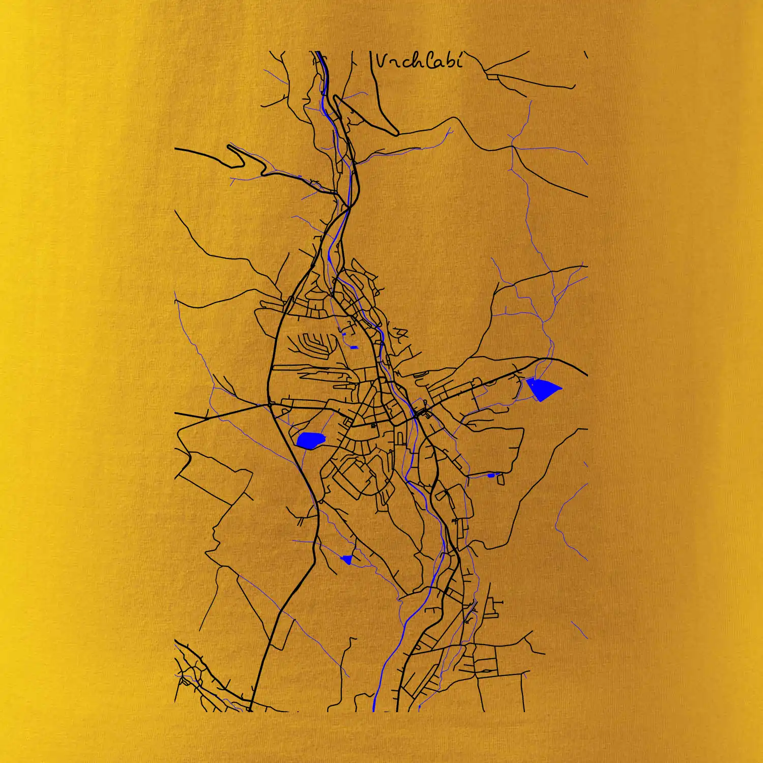 Vrchlabí - Mapa s vodními toky