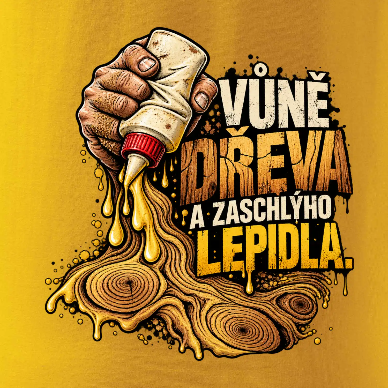 Vůně dřeva a zaschlýho lepidla - kapající lepidlo a letokruhy
