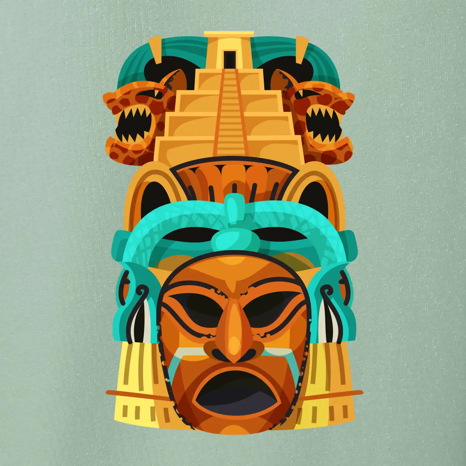 Mayové maska s pyramidou