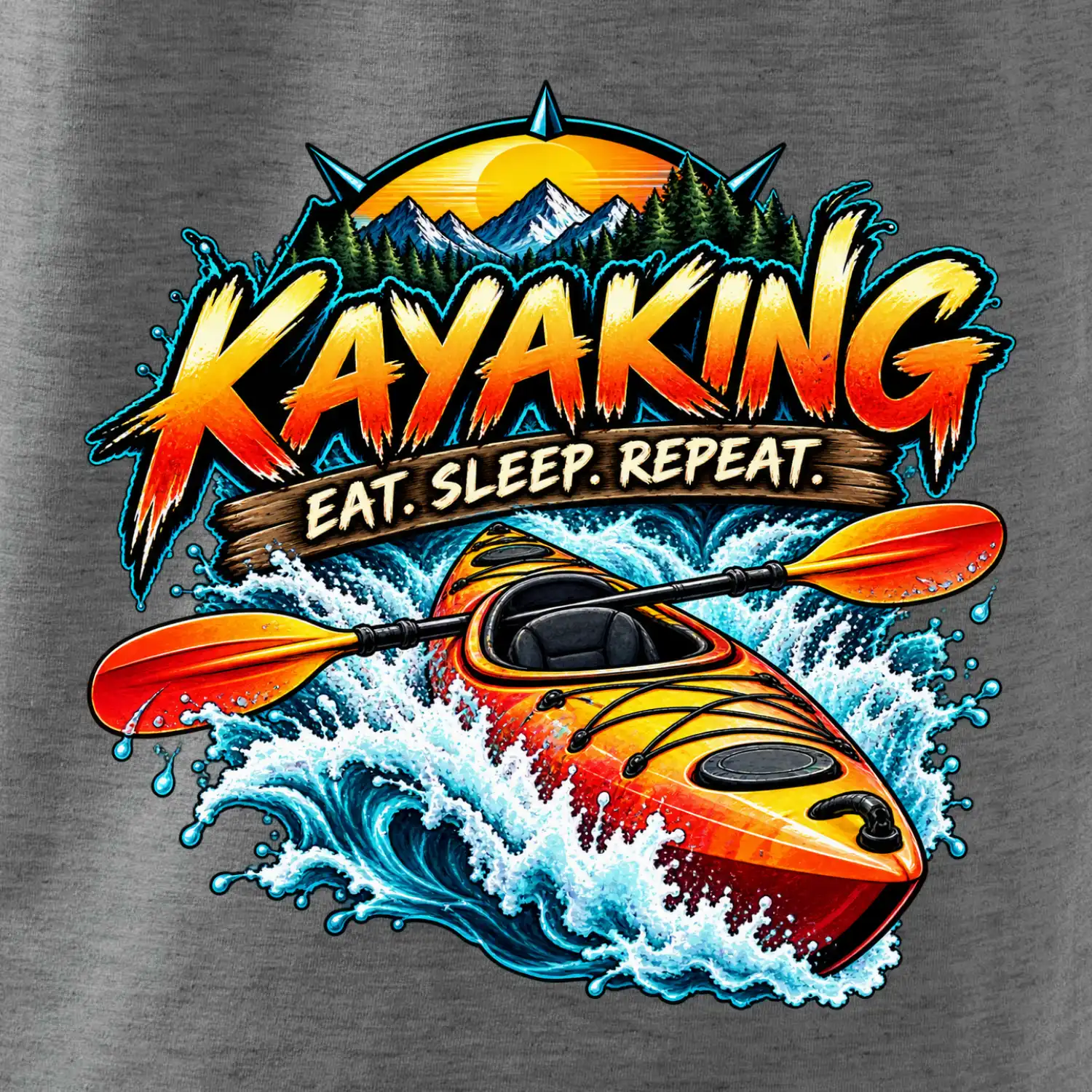 Kajak v divoké vodě eat sleep repeat
