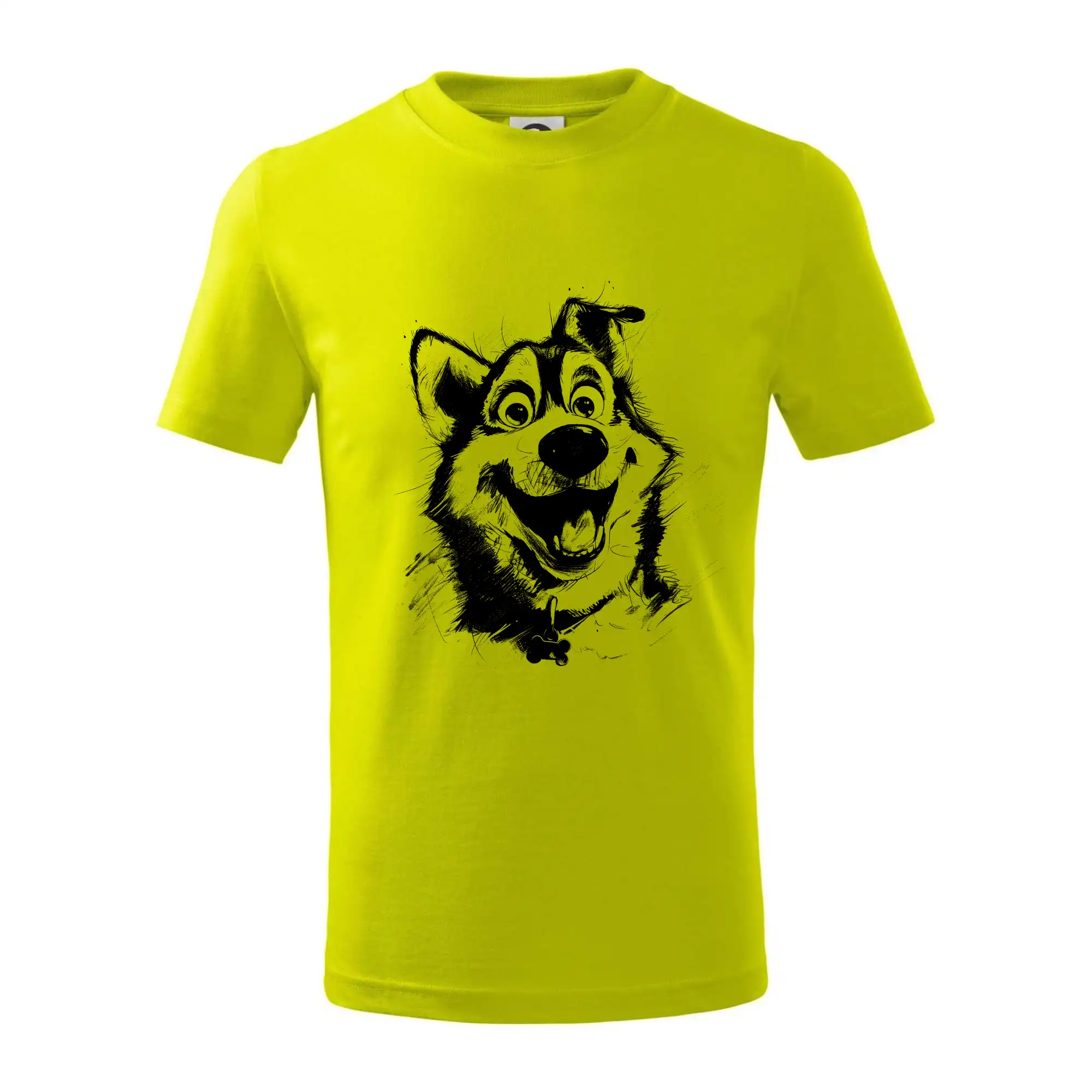 Černobílá karikatura husky