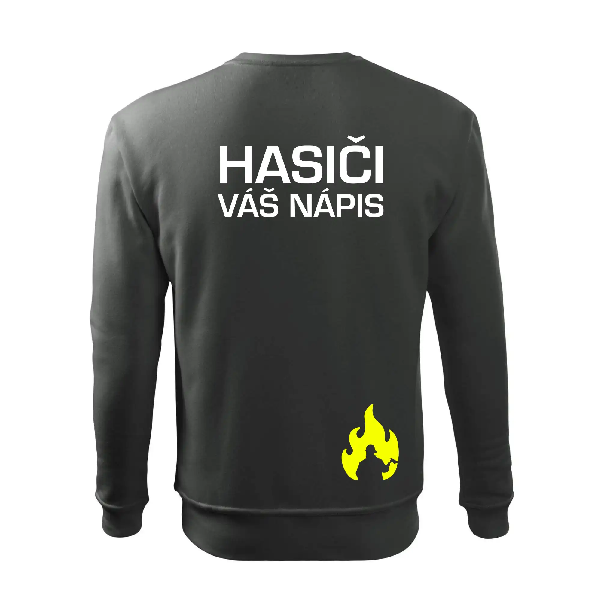 Hasič stojící - nápis hasiči - Velký nápis  na zádech