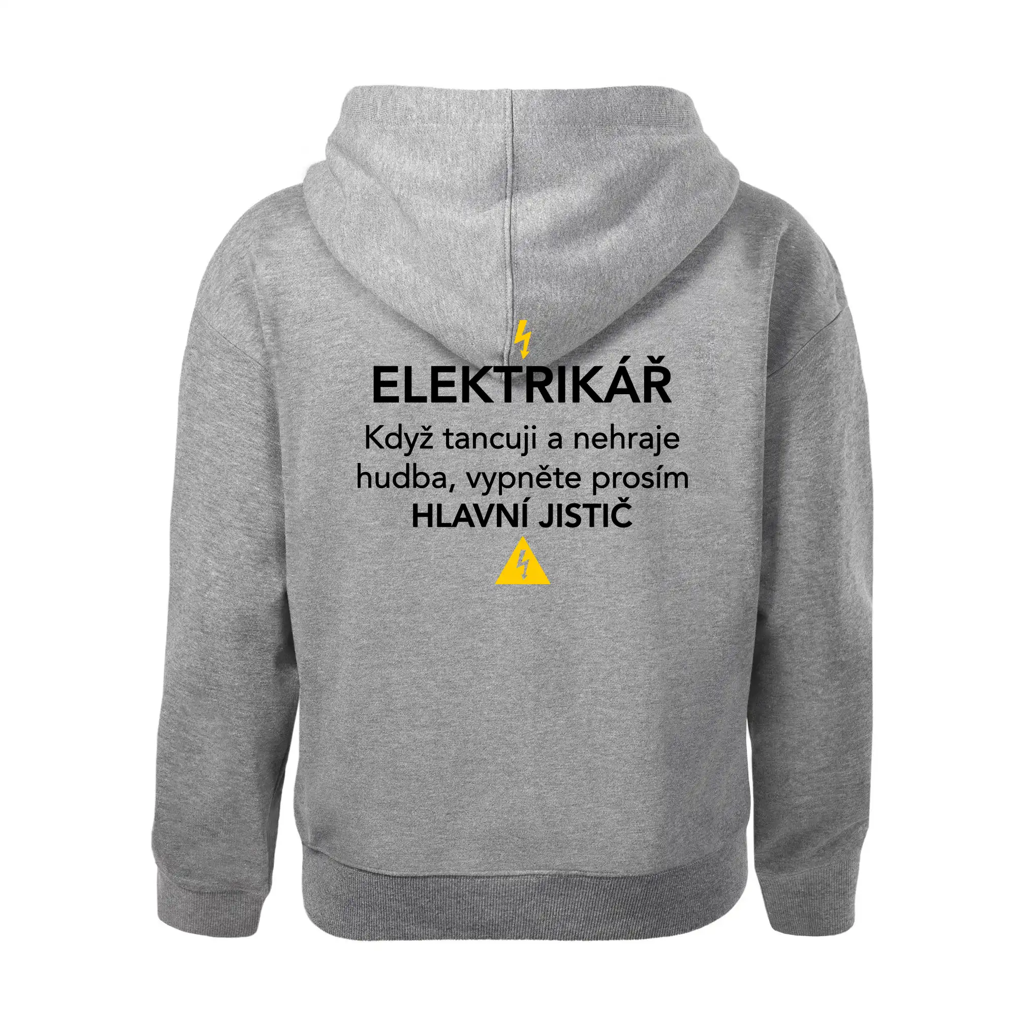 Elektrikář - hlavní jistič - Nápis na zádech