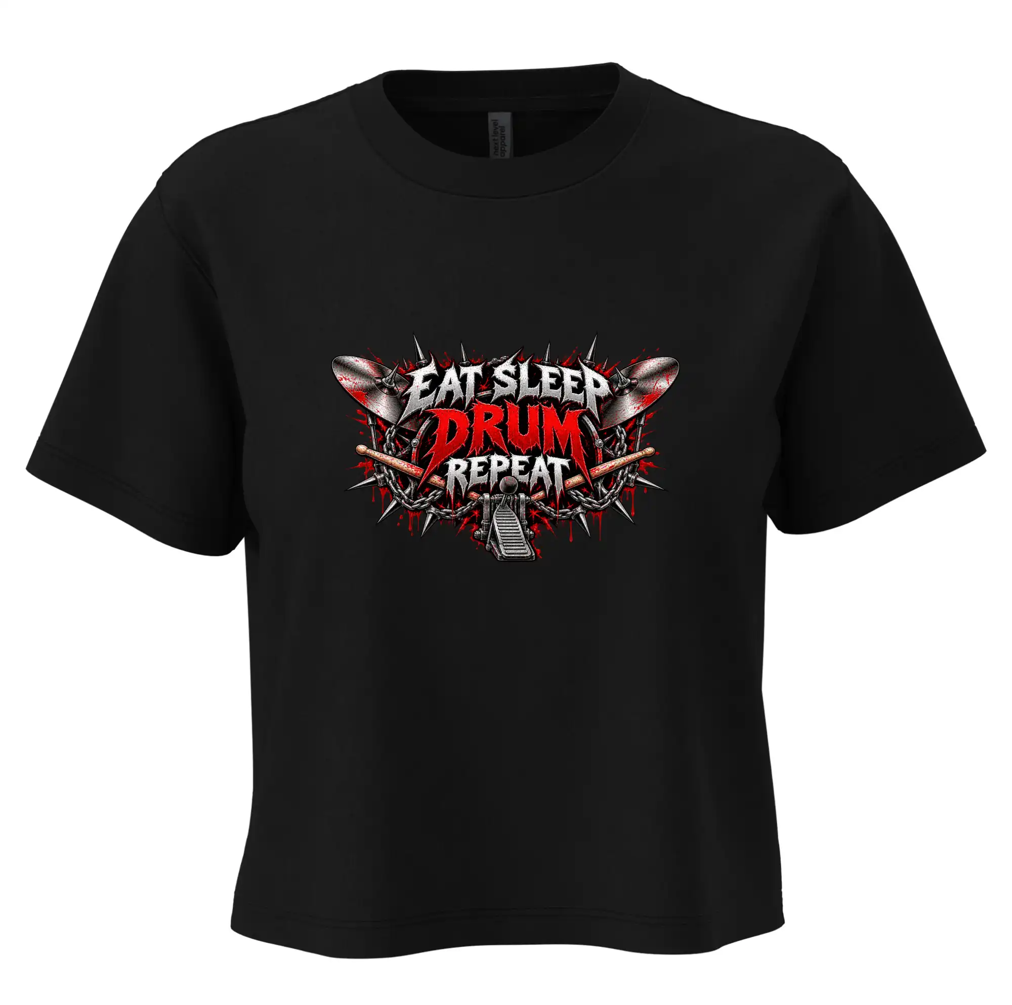 Eat sleep drum repeat metalový potisk bubeníka