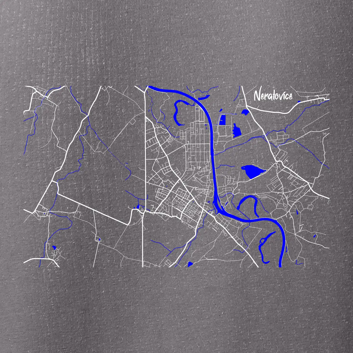 Neratovice - Mapa s vodními toky