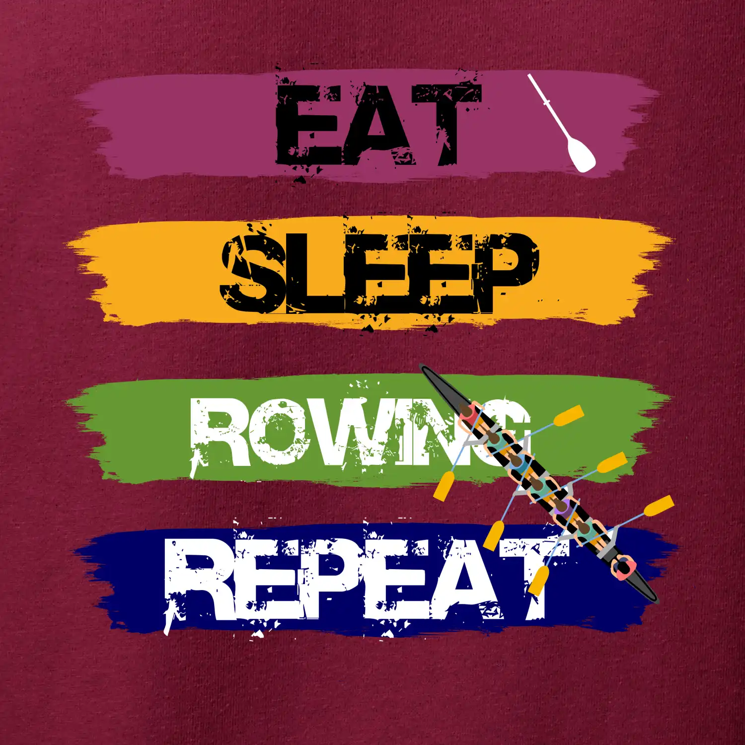 Eat sleep rowing repeat barevné