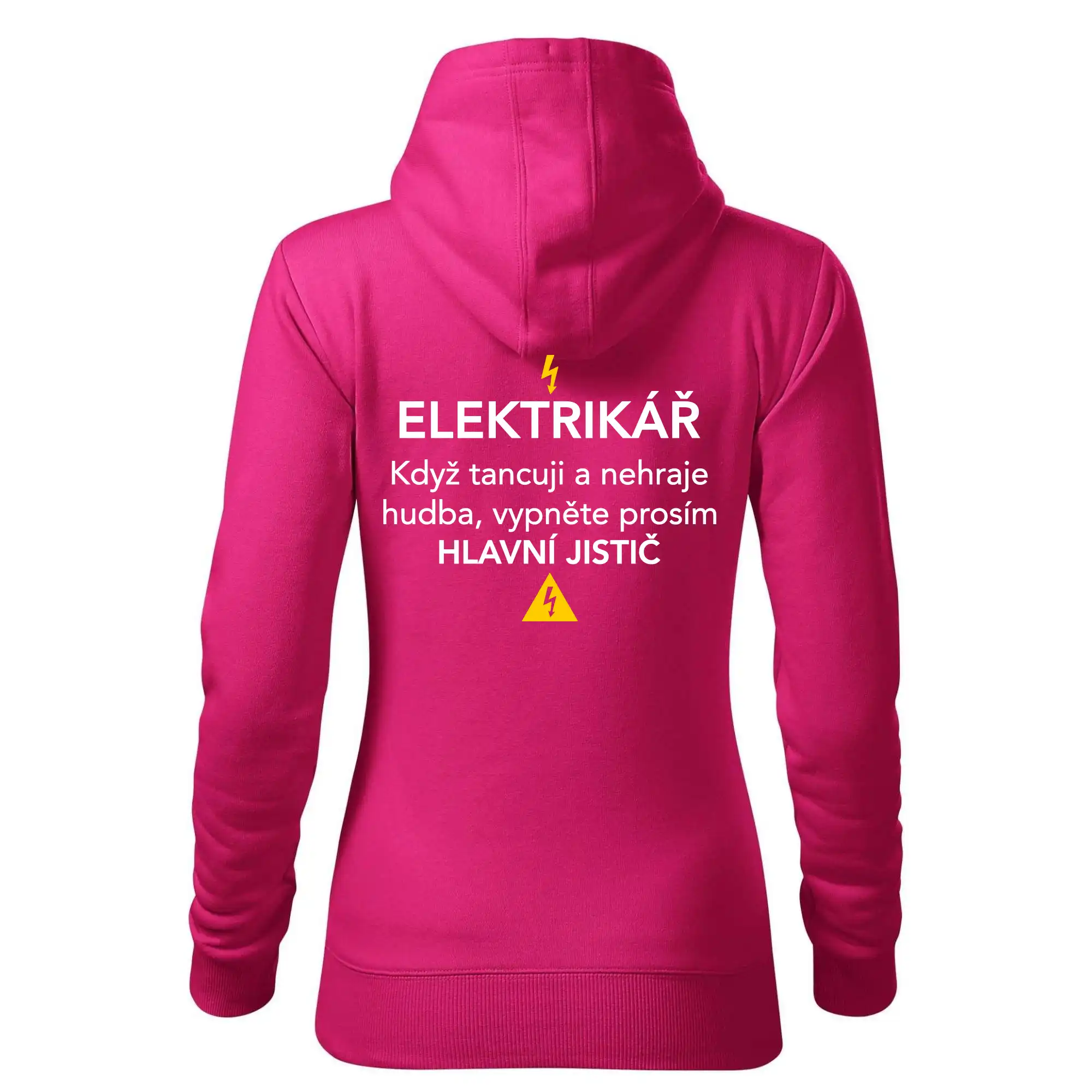 Elektrikář - hlavní jistič - Nápis na zádech