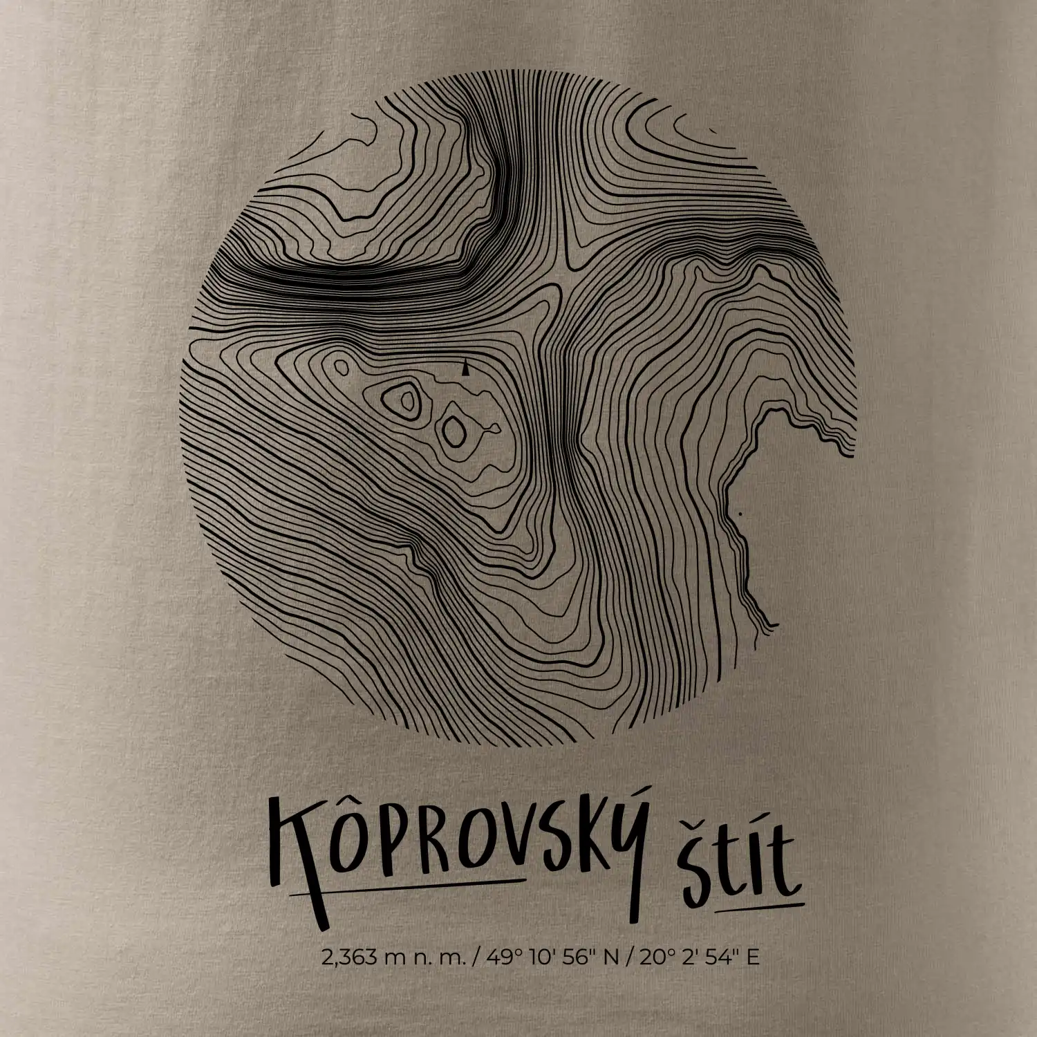 Kôprovský štít - vrstevnice v kruhu