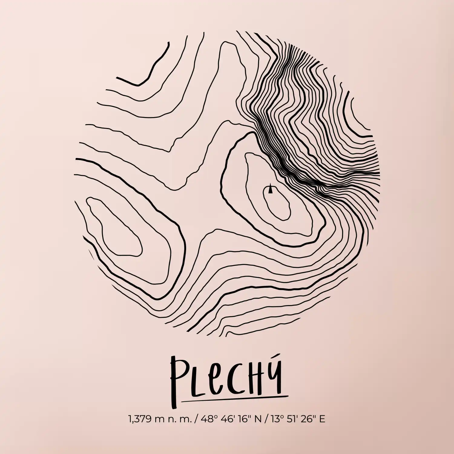 Plechý - vrstevnice v kruhu