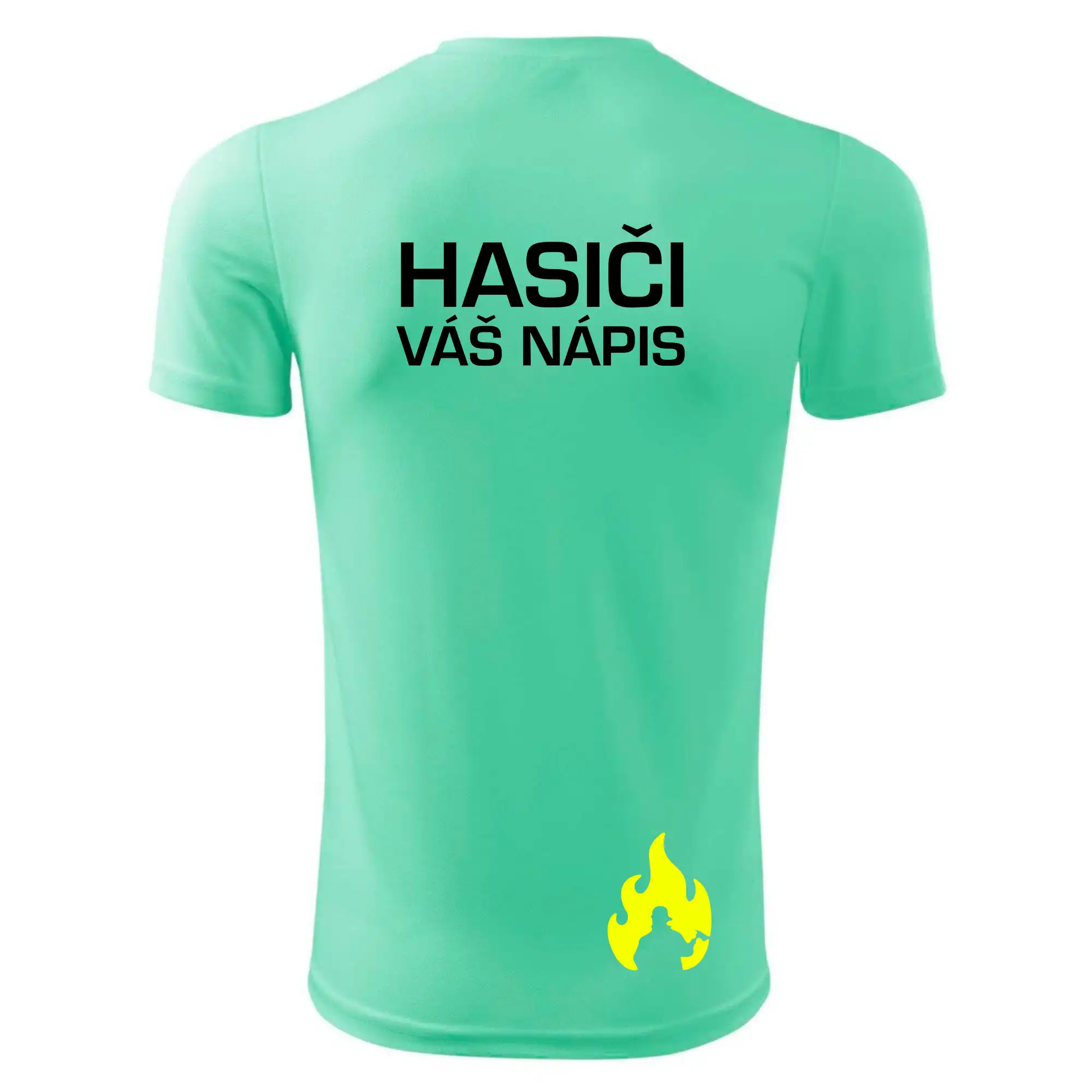 Hasič stojící - nápis hasiči - Velký nápis  na zádech