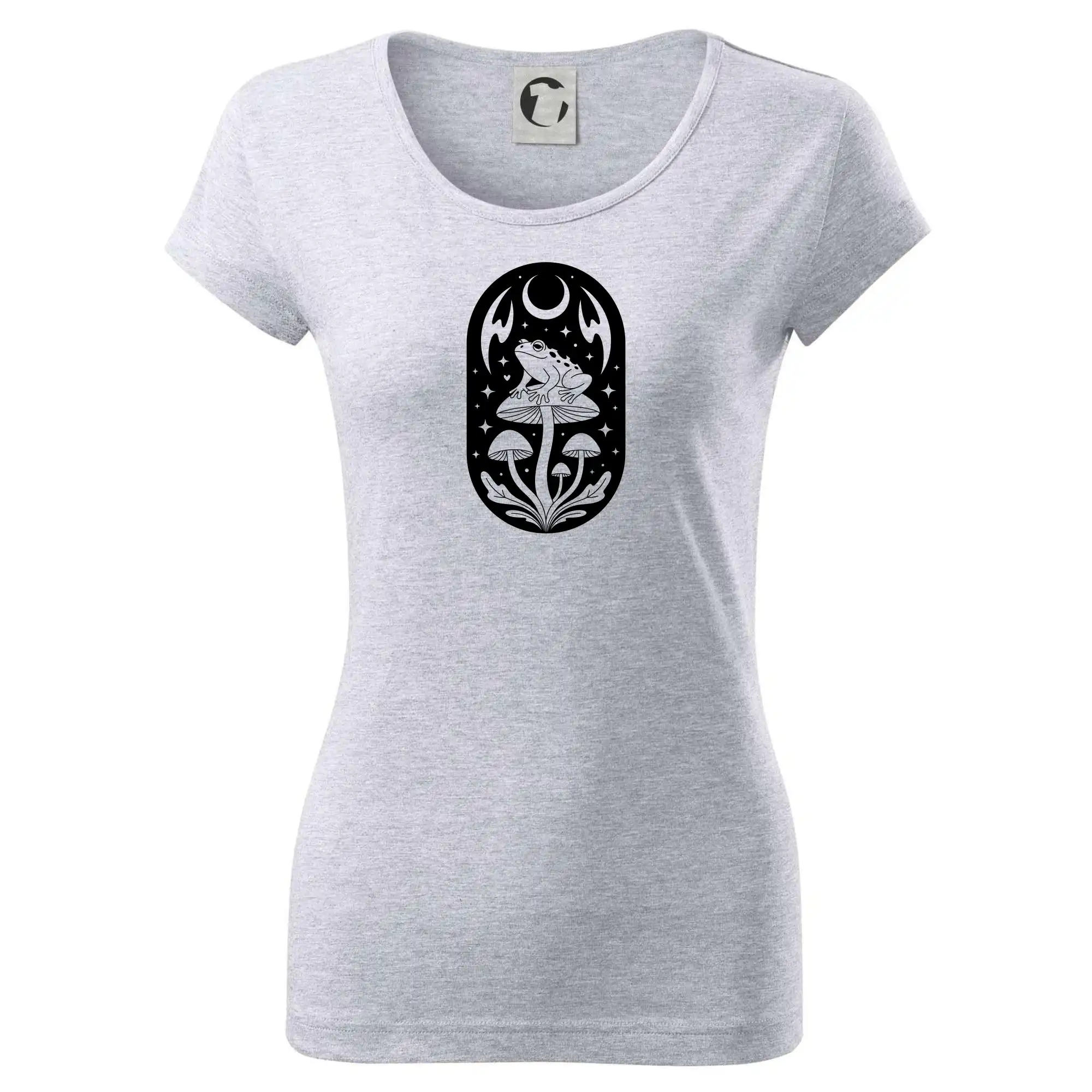 Goblincore černobílá oválná žába