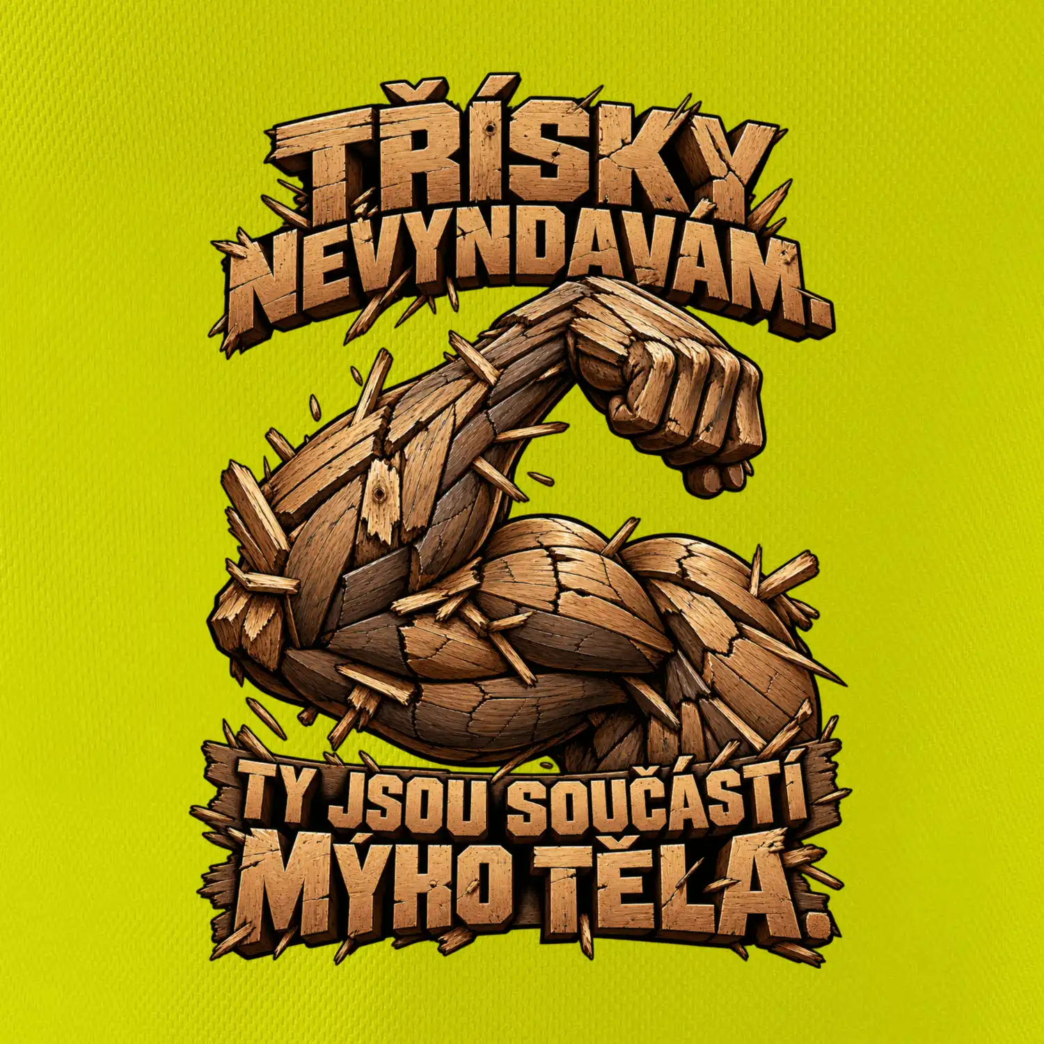 Třísky nevyndavám ty jsou součástí mýho těla - dřevěná paže