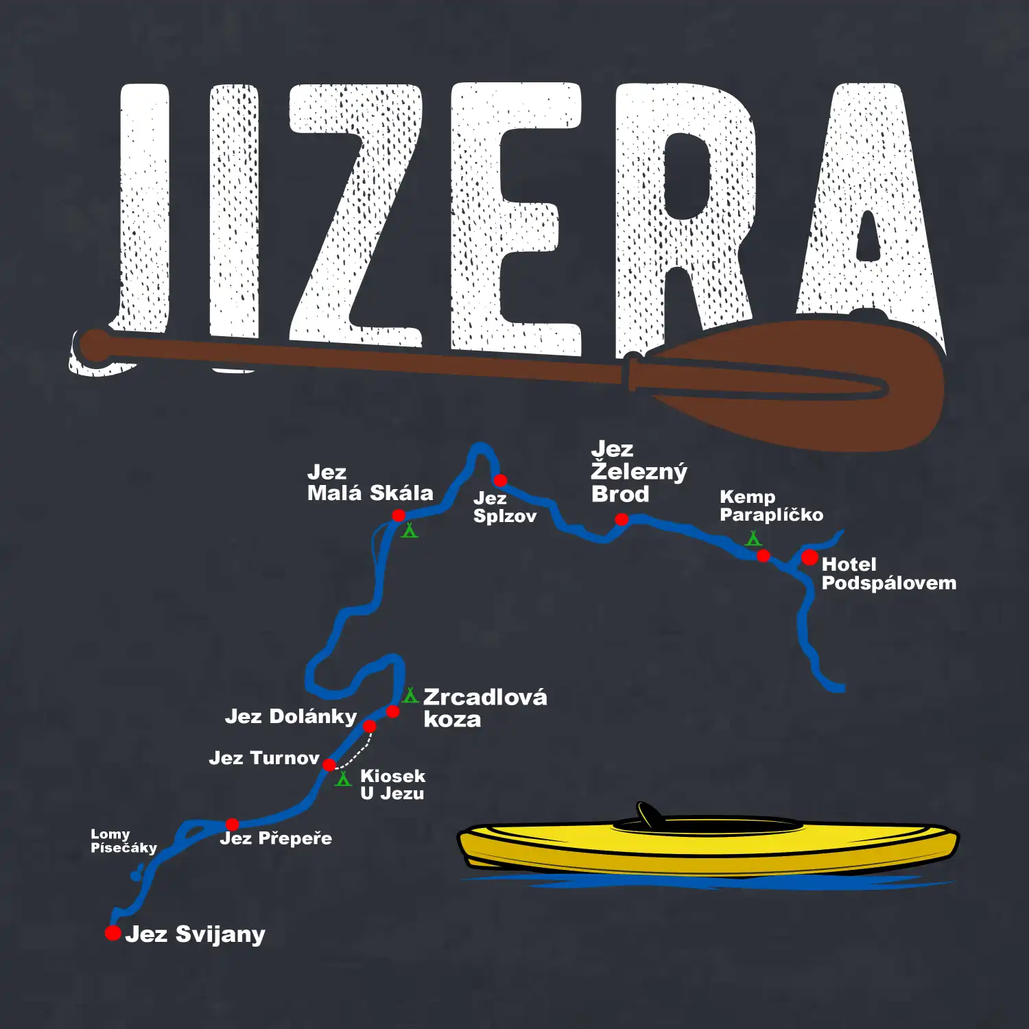 Mapa řeky Jizery
