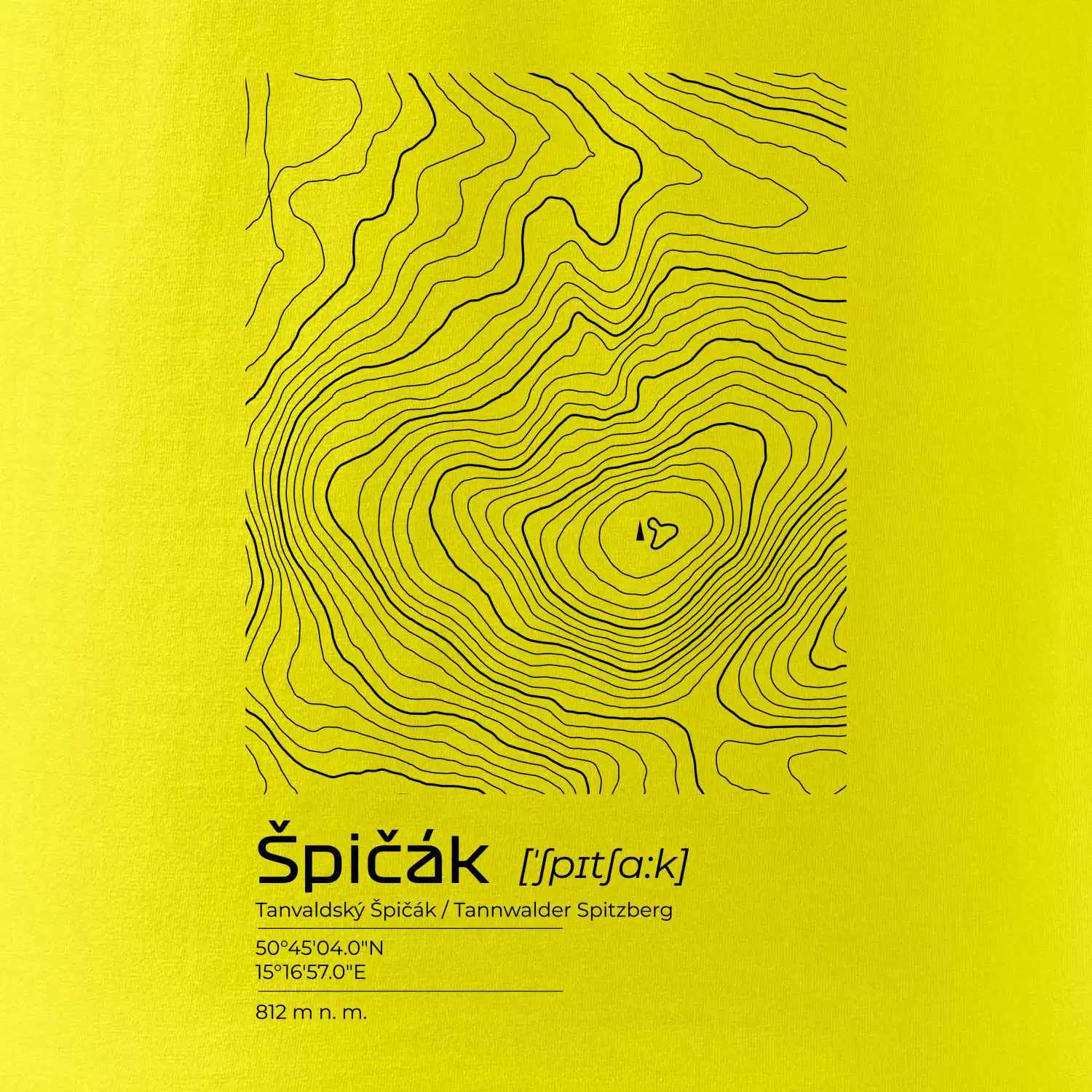 Špičák - vrstevnice v obdélníku