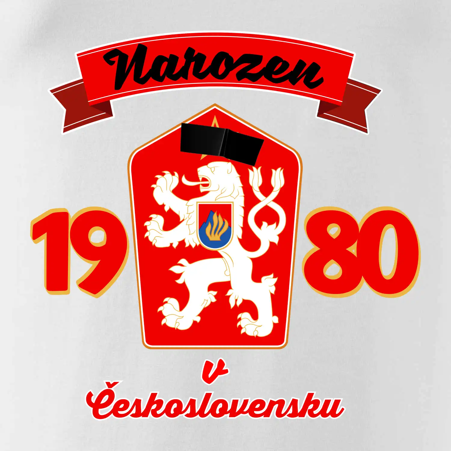 Narozen v Československu - Přelepený znak 1980