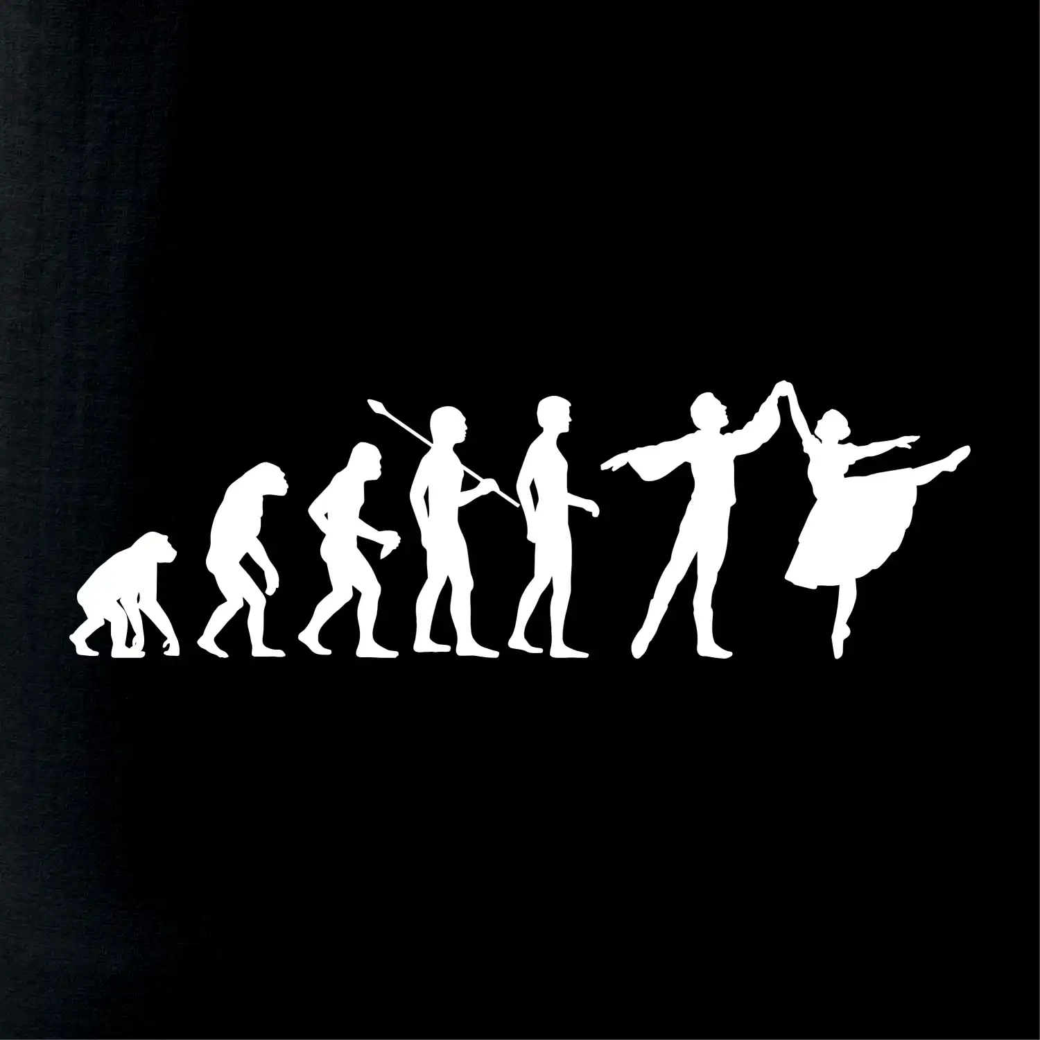 Evoluce tanec - muž a žena se sukní