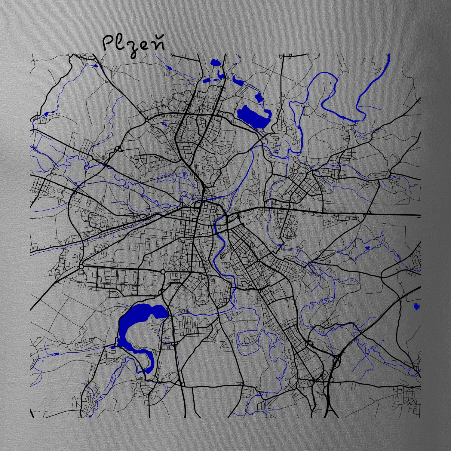 Plzeň mapa s vodními toky