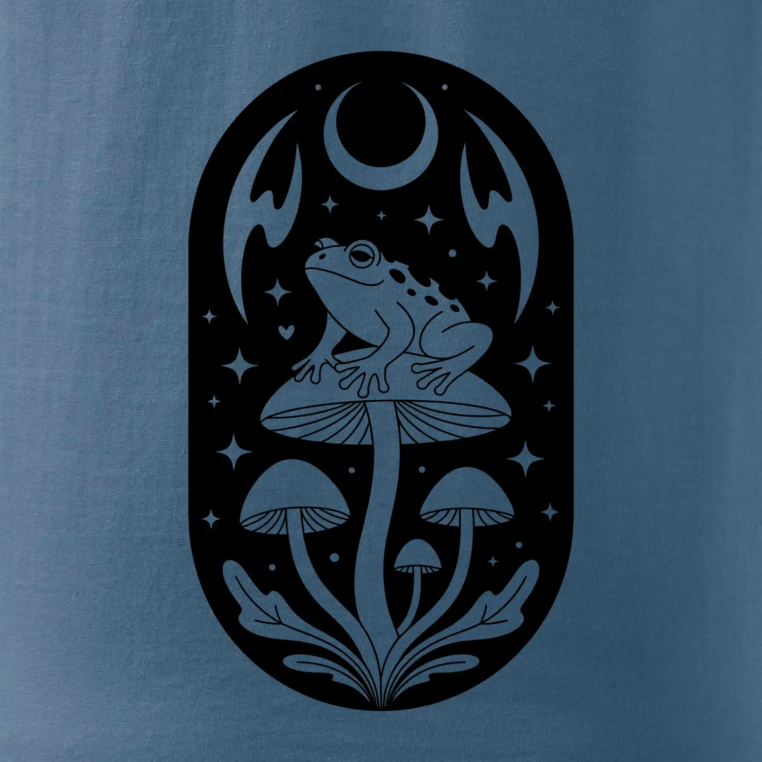 Goblincore černobílá oválná žába